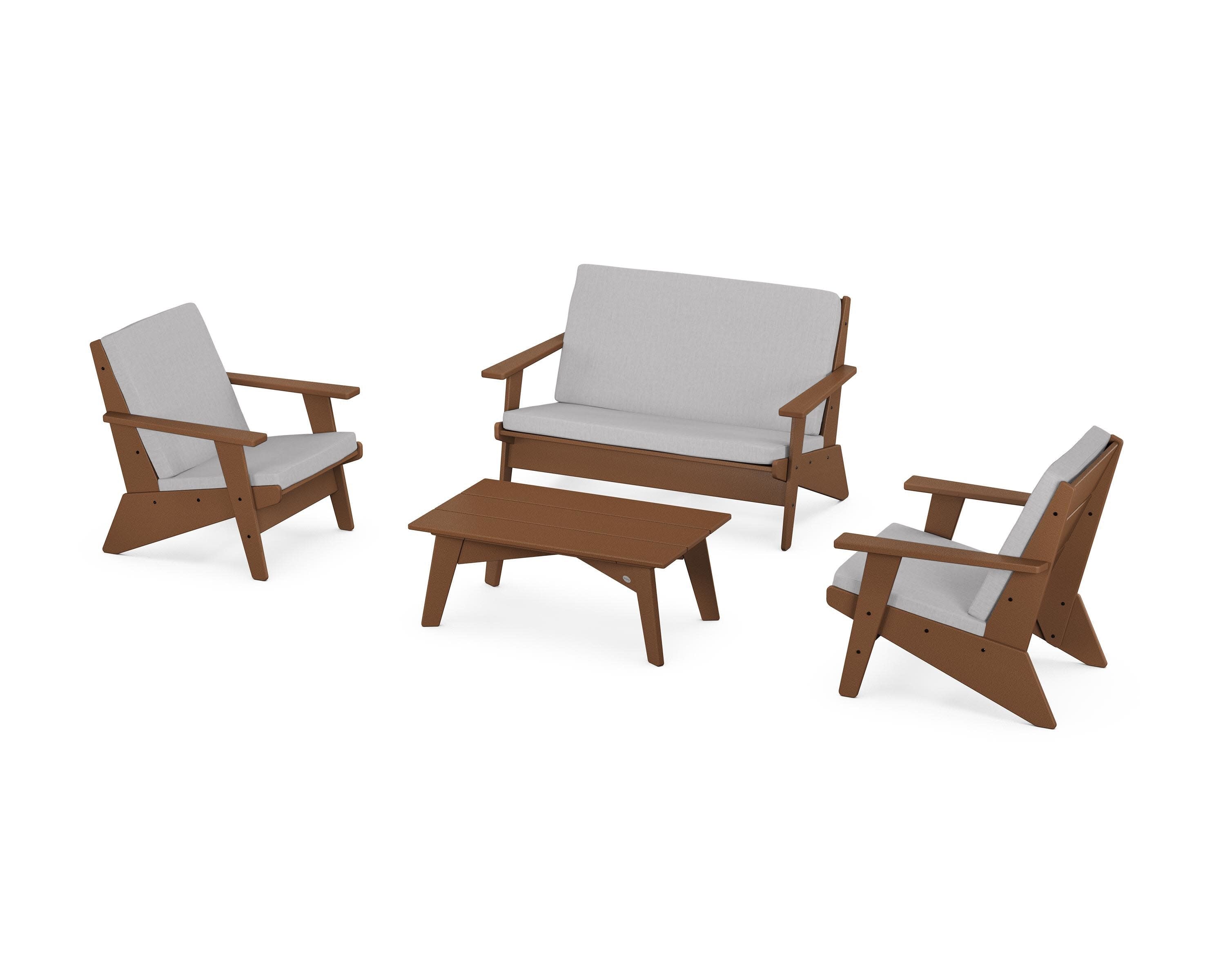Riviera Modern Lounge 4-Piece Set in Teak / Granite
