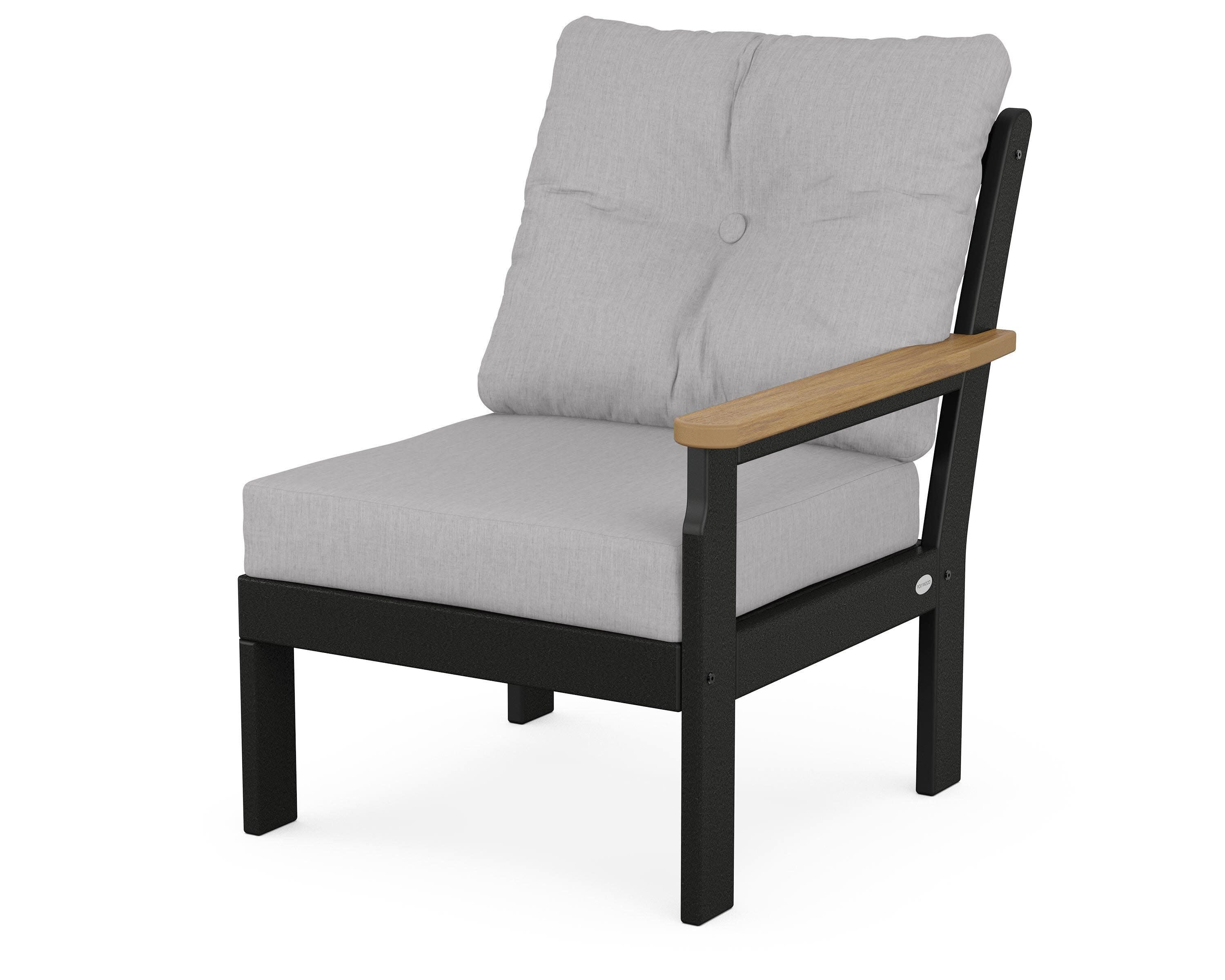 Vineyard Modular Right Arm Chair in Black / Natural / Granite