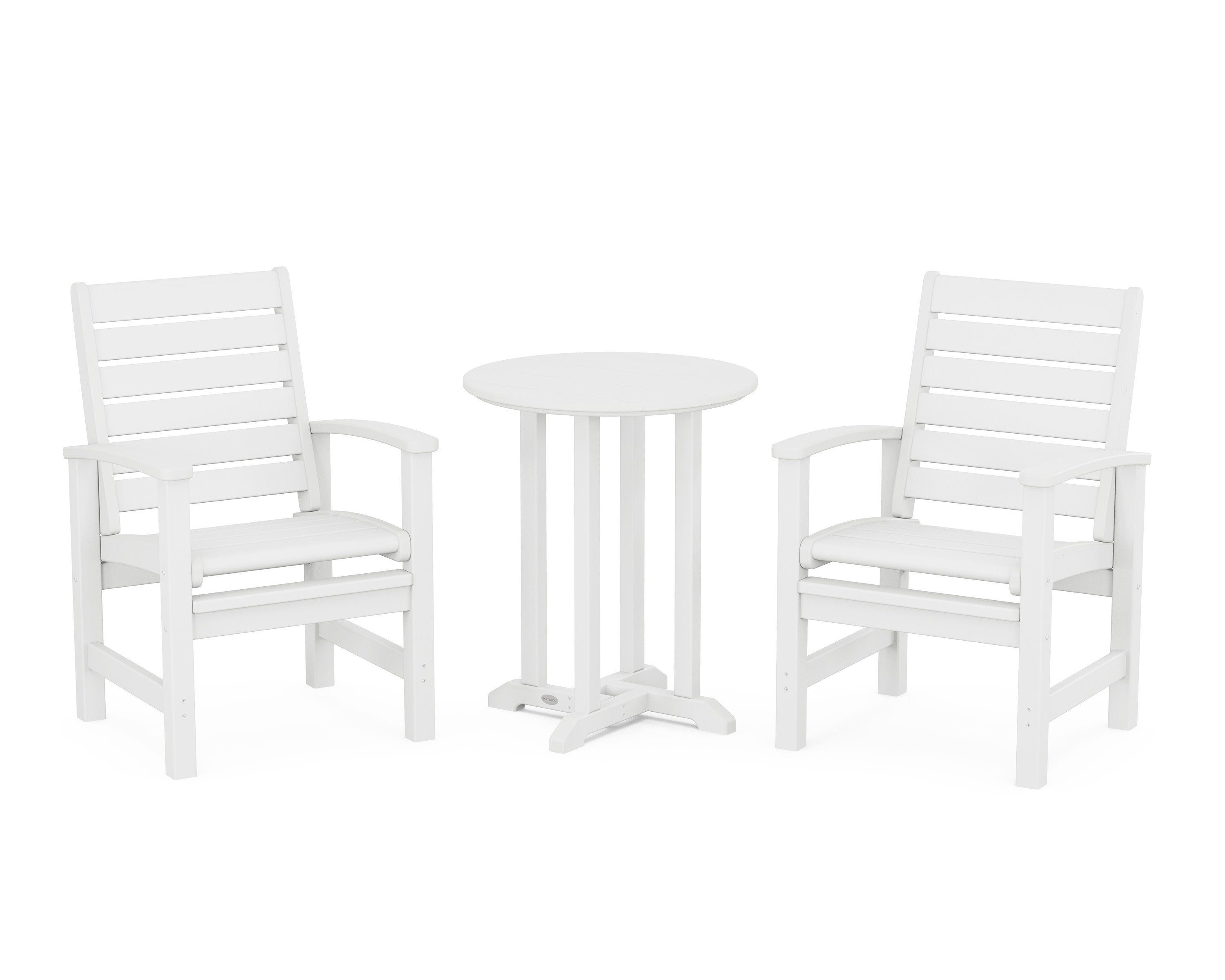 Signature 3-Piece Round Farmhouse Bistro Dining Set in White