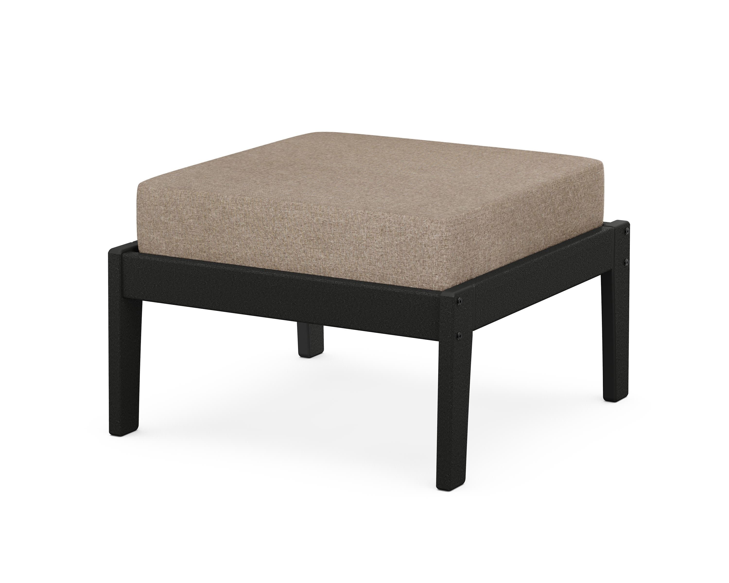 Deep Seating Ottoman in Black / Spiced Burlap