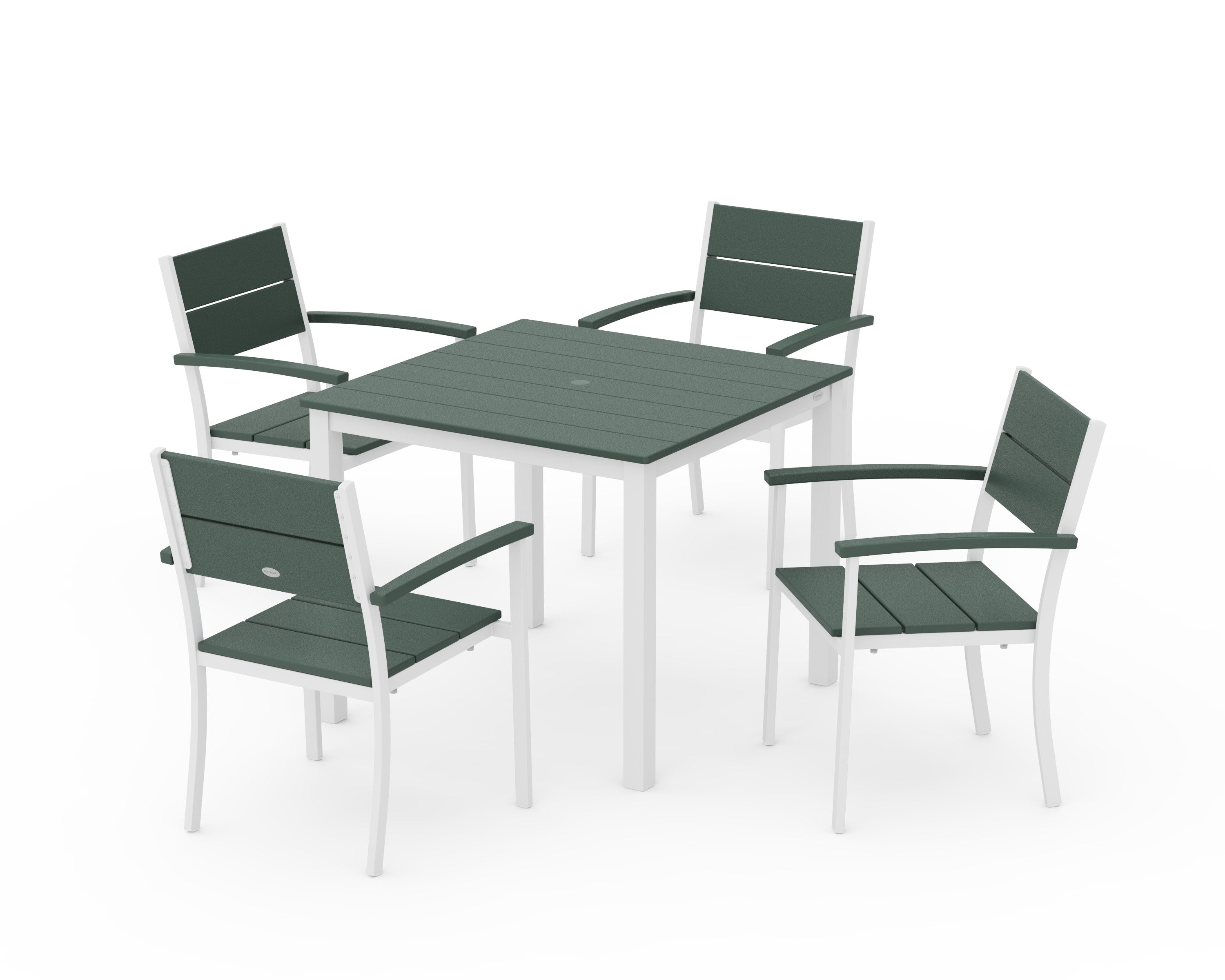 Main Street 5-Piece Dining Set in White / Green