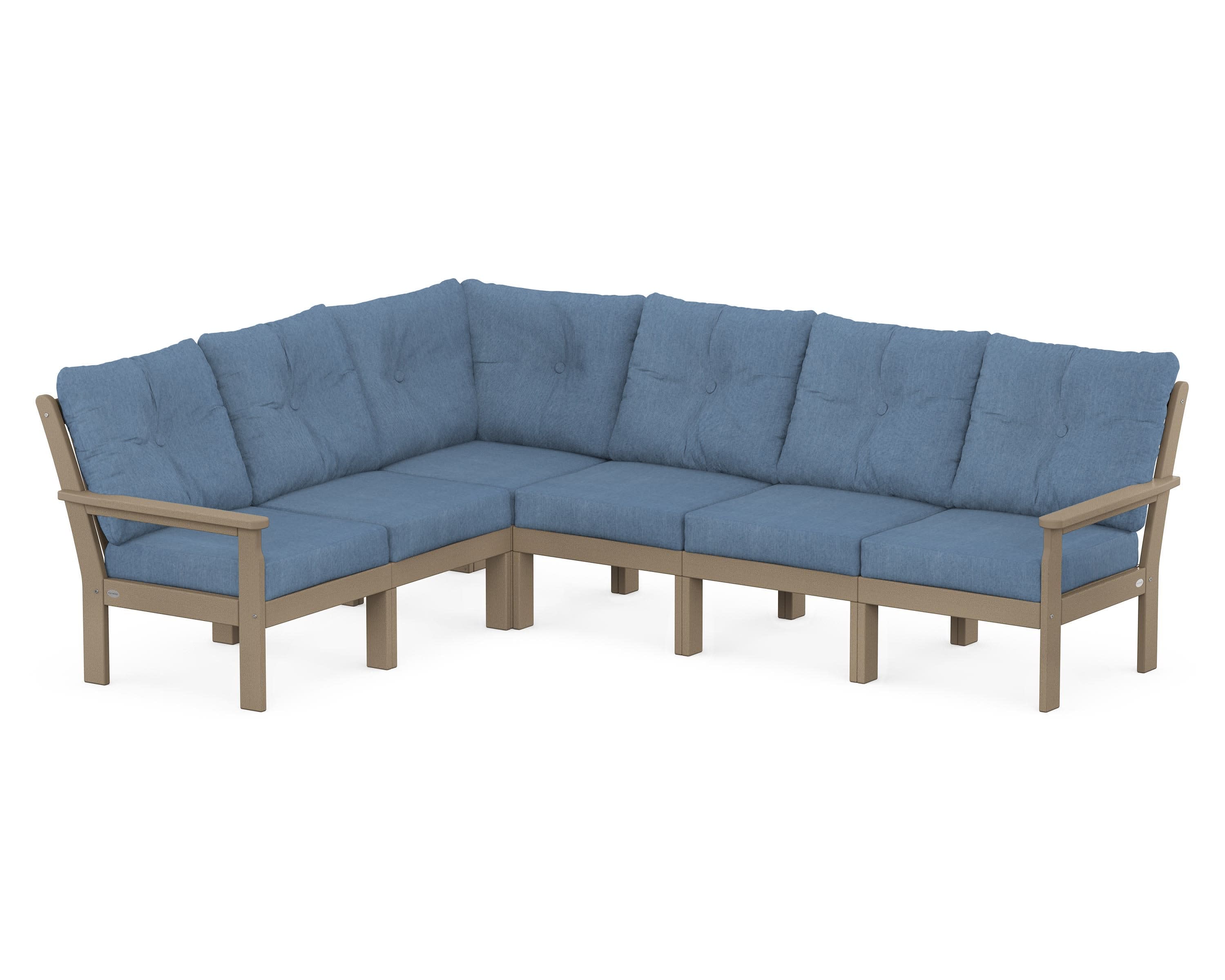 Vineyard 6-Piece Sectional in Vintage Sahara / Sky Blue