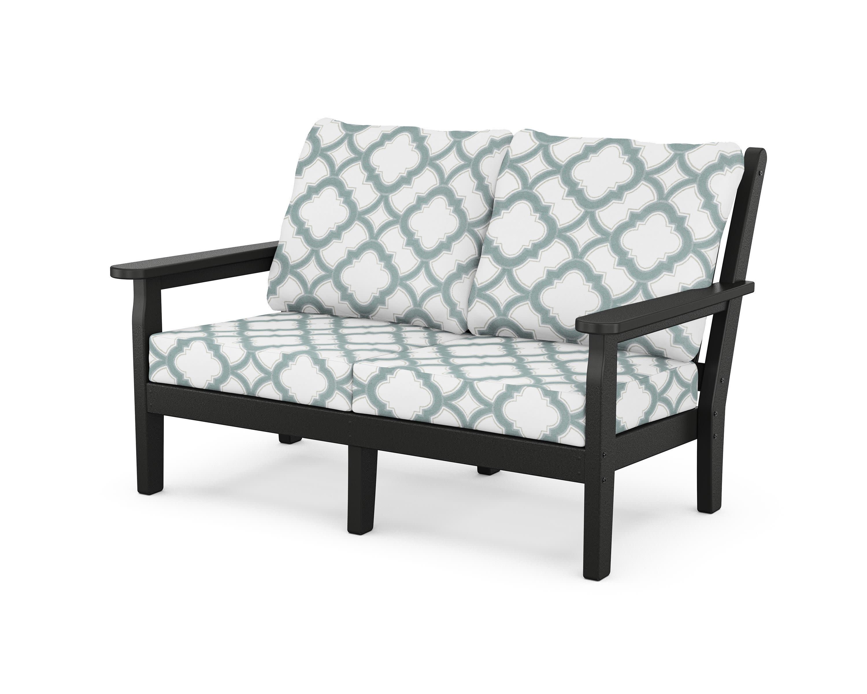 Chippendale Deep Seating Loveseat in Black / Trellis Glacier Spa