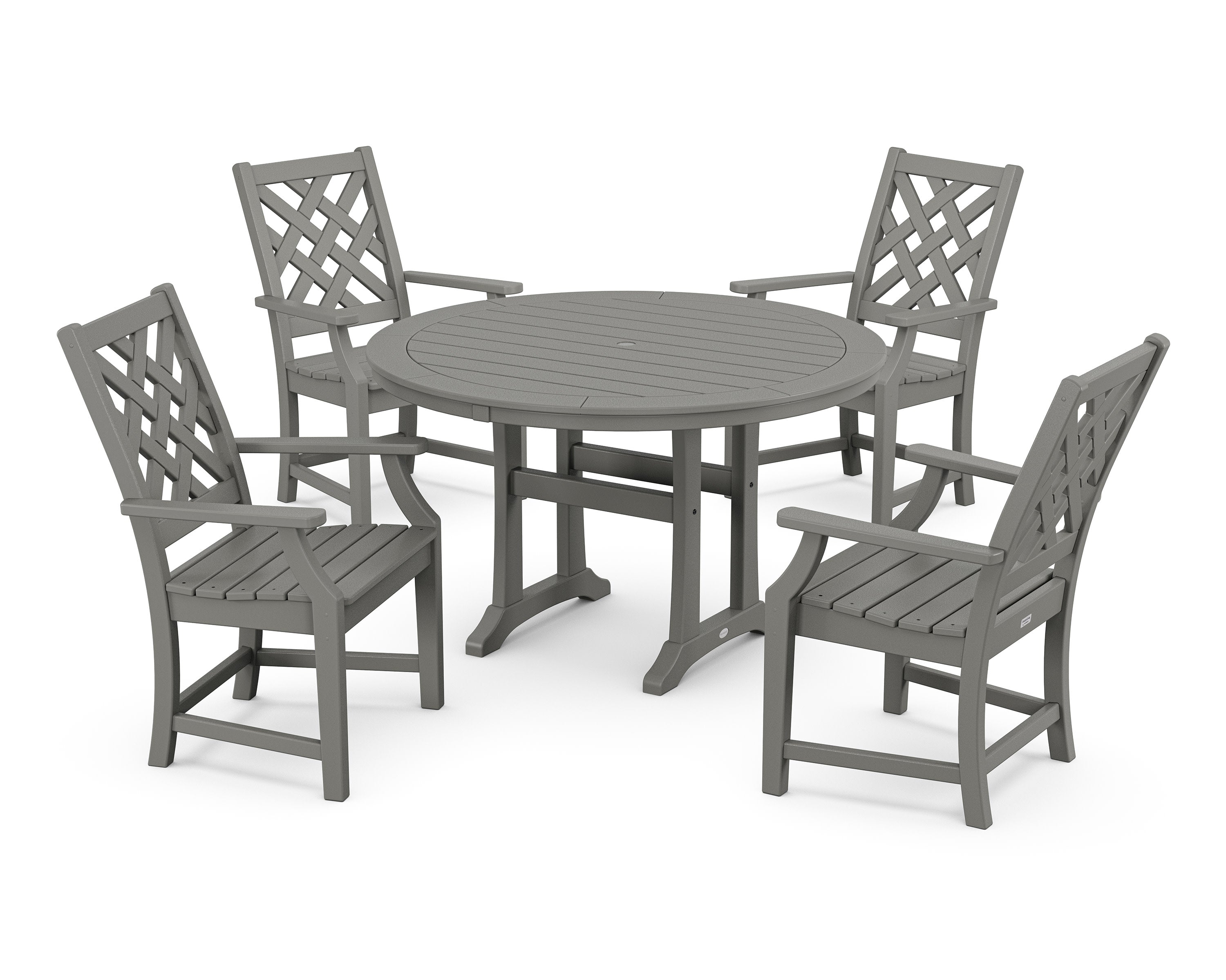Wovendale 5-Piece Round Dining Set with Trestle Legs in Slate Grey