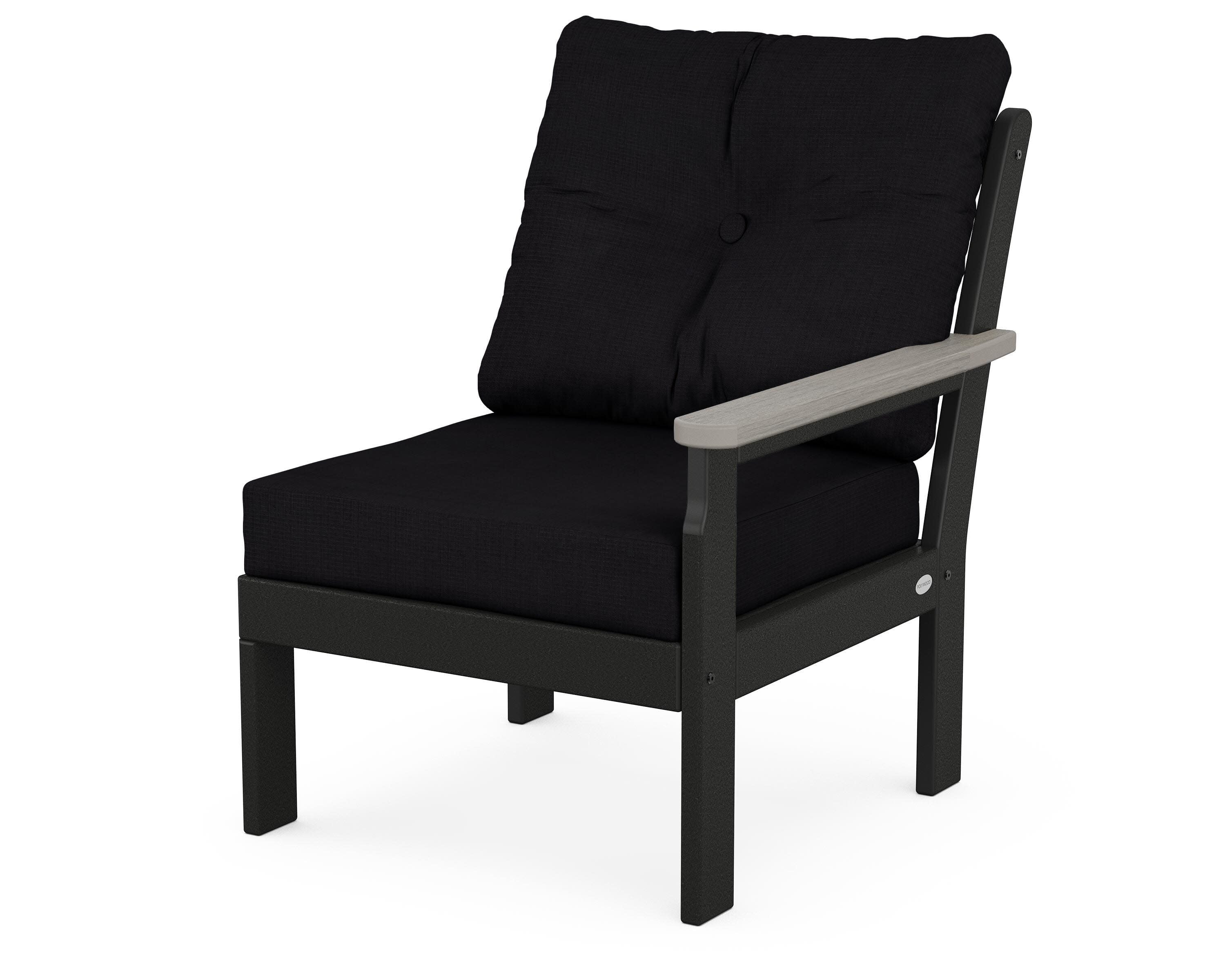 Vineyard Modular Right Arm Chair in Black / Driftwood / Midnight Linen