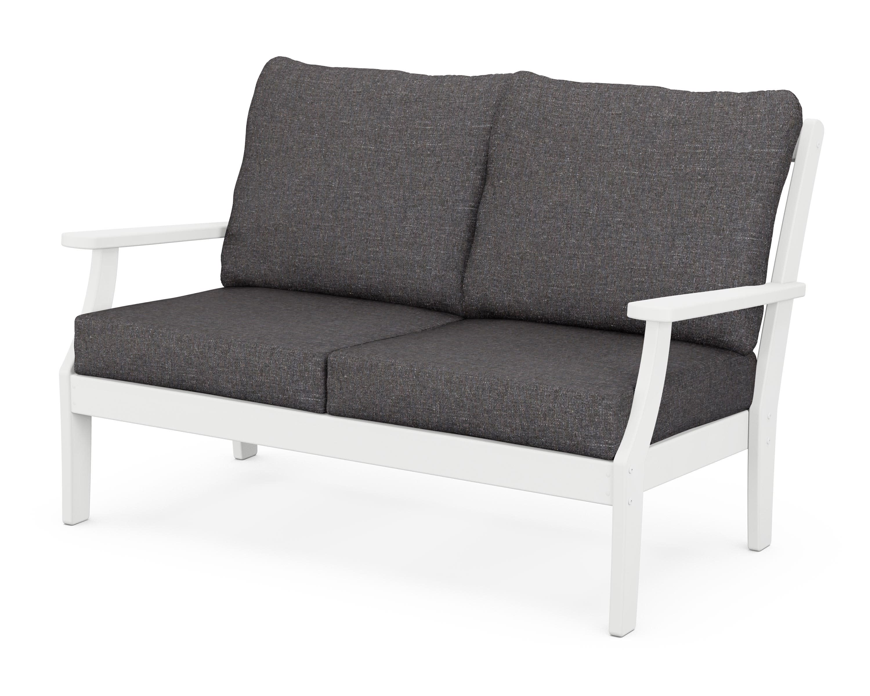 Braxton Deep Seating Loveseat in White / Ash Charcoal