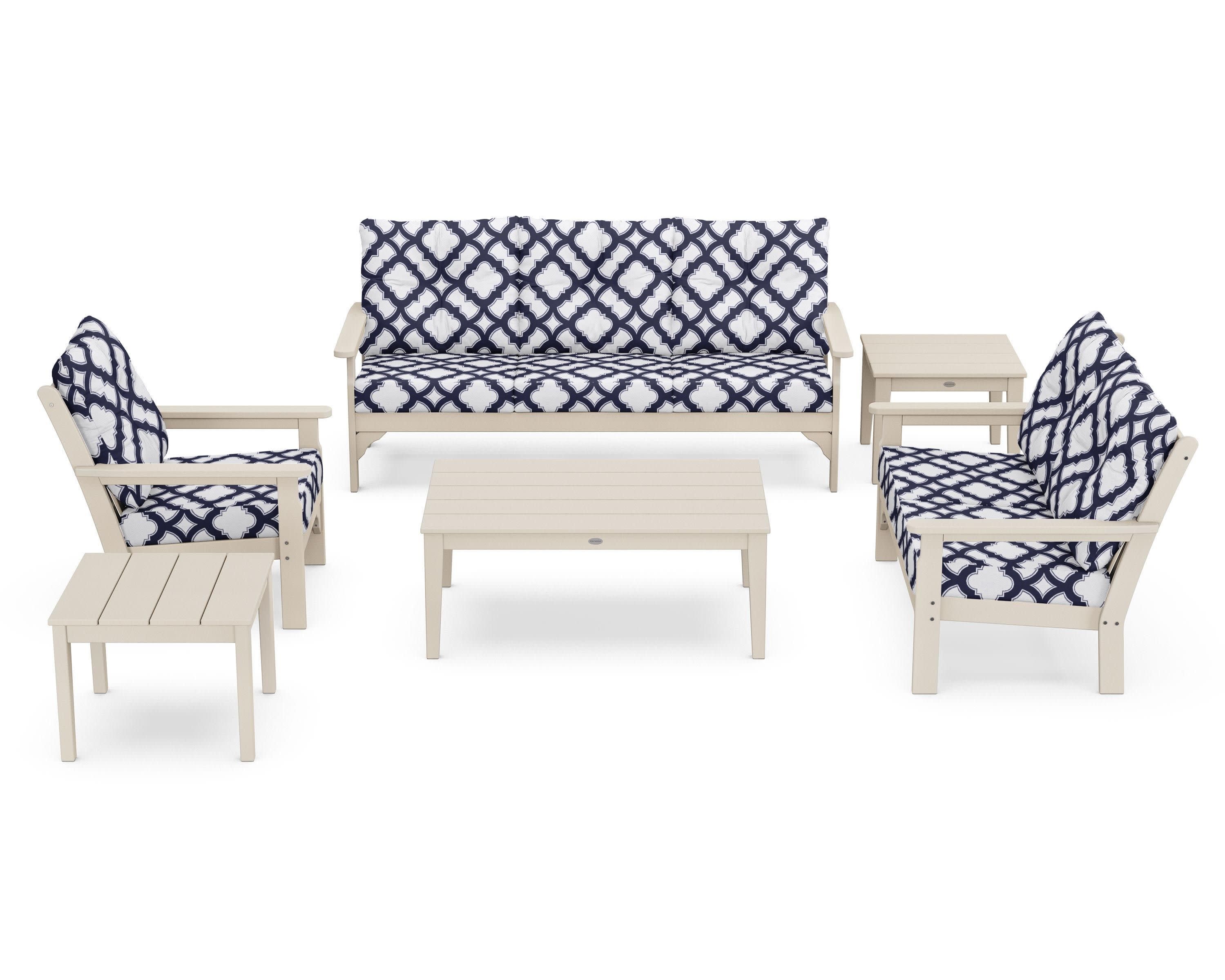 Vineyard 6-Piece Deep Seating Set in Sand / Trellis Navy