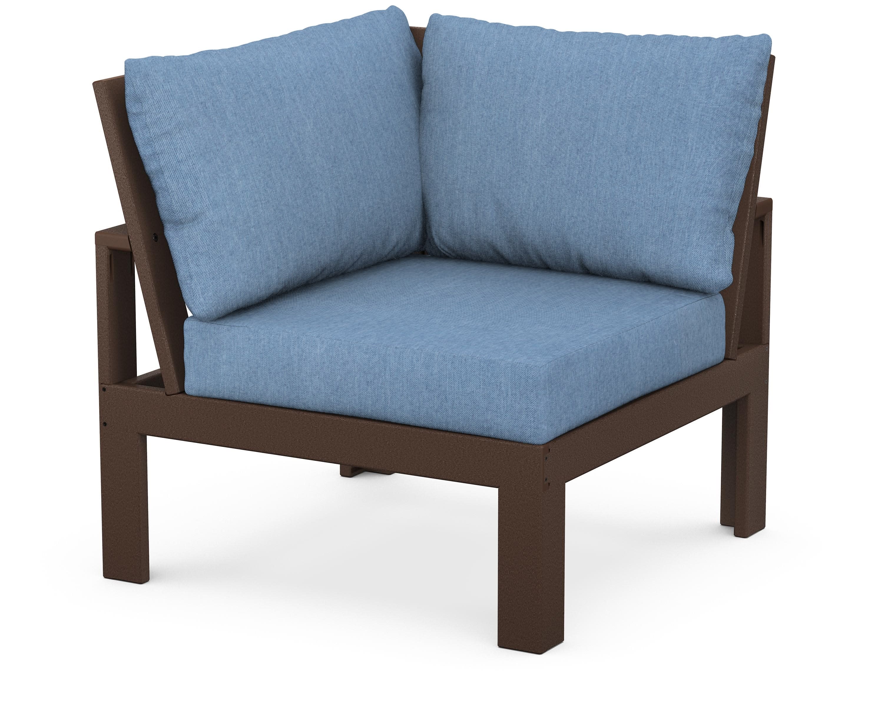 Modular Corner Chair in Mahogany / Sky Blue