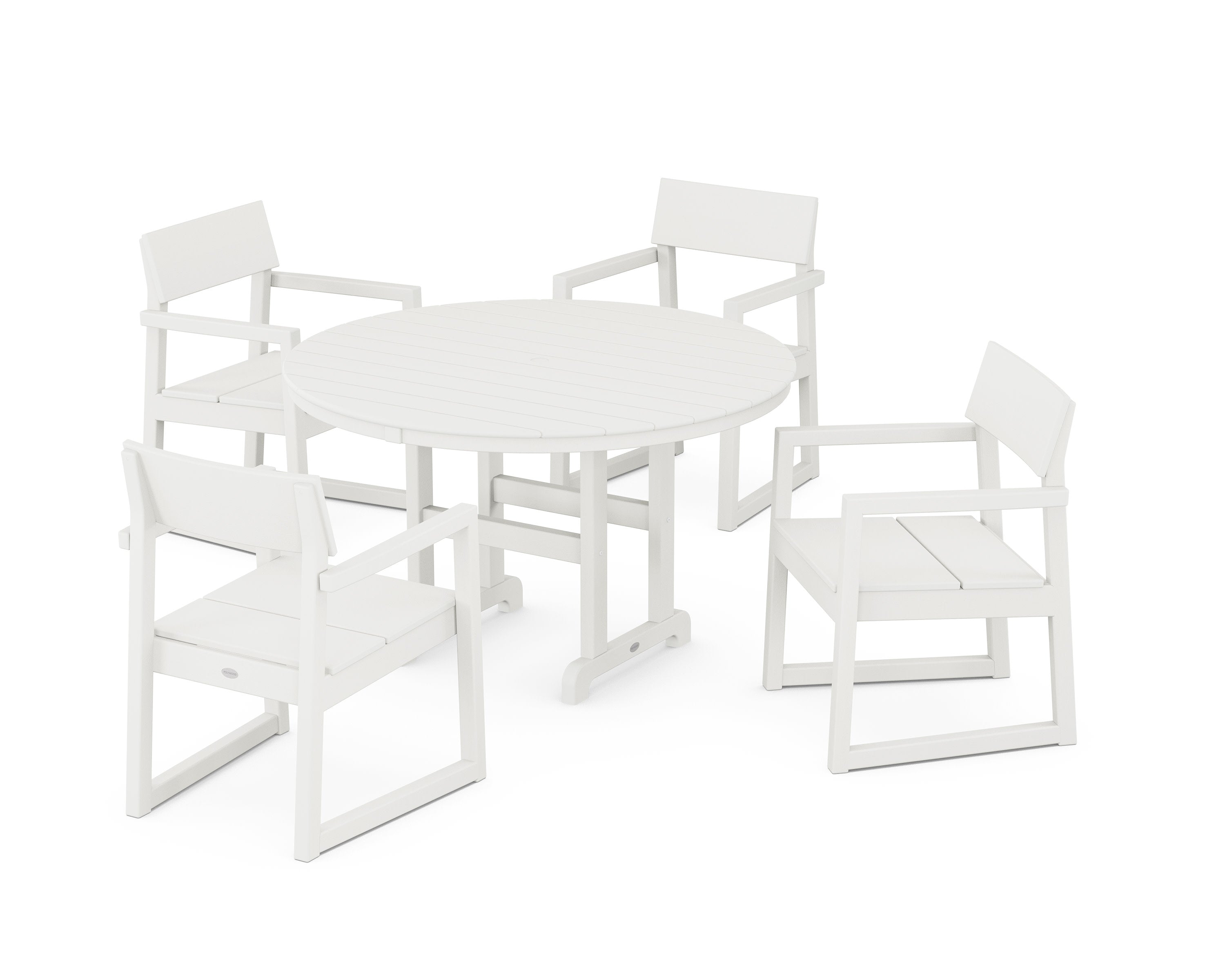 EDGE 5-Piece Round Farmhouse Dining Set in Vintage White