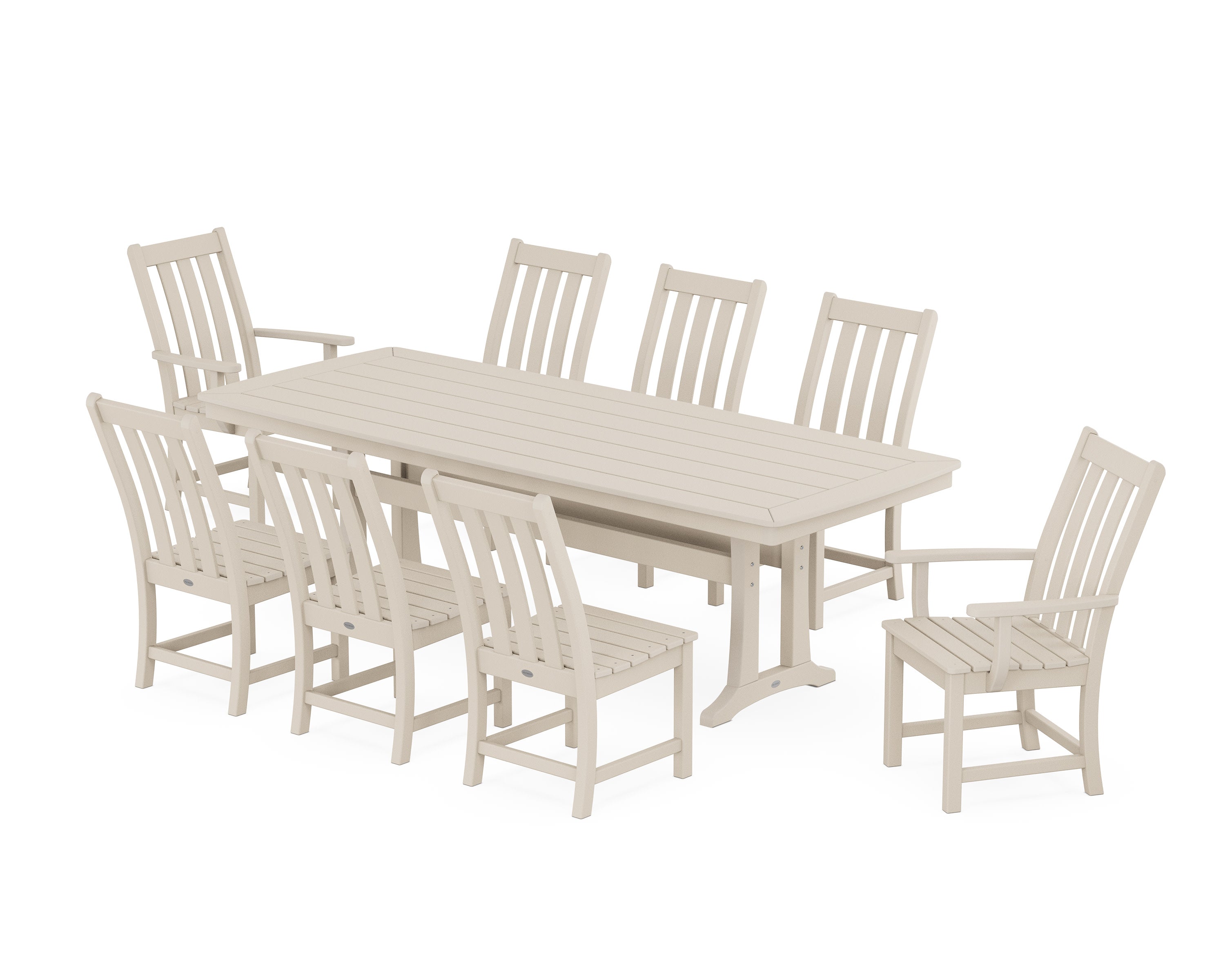 Vineyard 9-Piece Dining Set with Trestle Legs in Sand