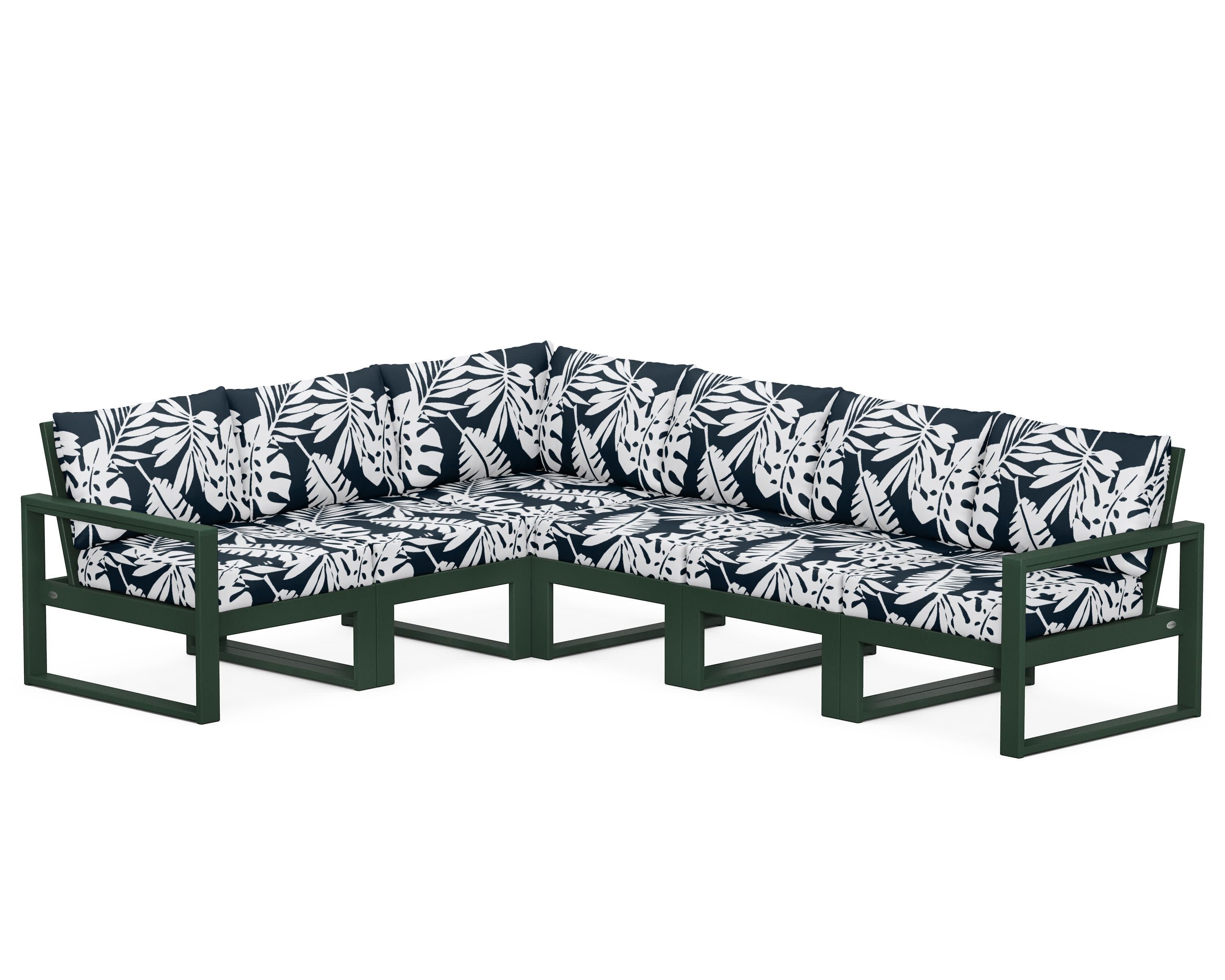 EDGE 6-Piece Modular Deep Seating Set in Green / Leaf Marine Indigo