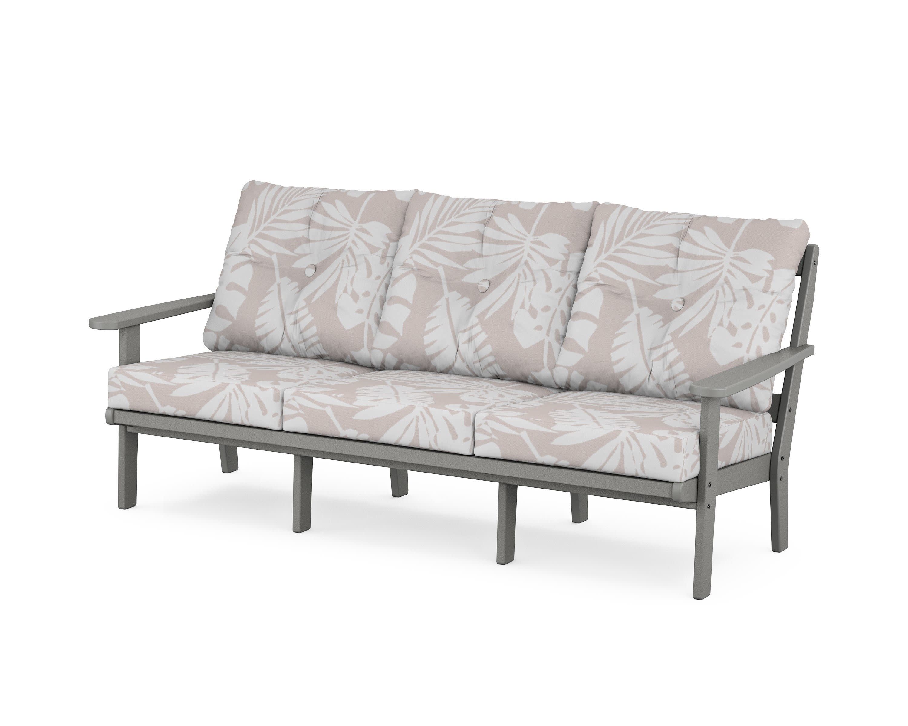 Mission Deep Seating Sofa in Slate Grey / Leaf Dune Burlap