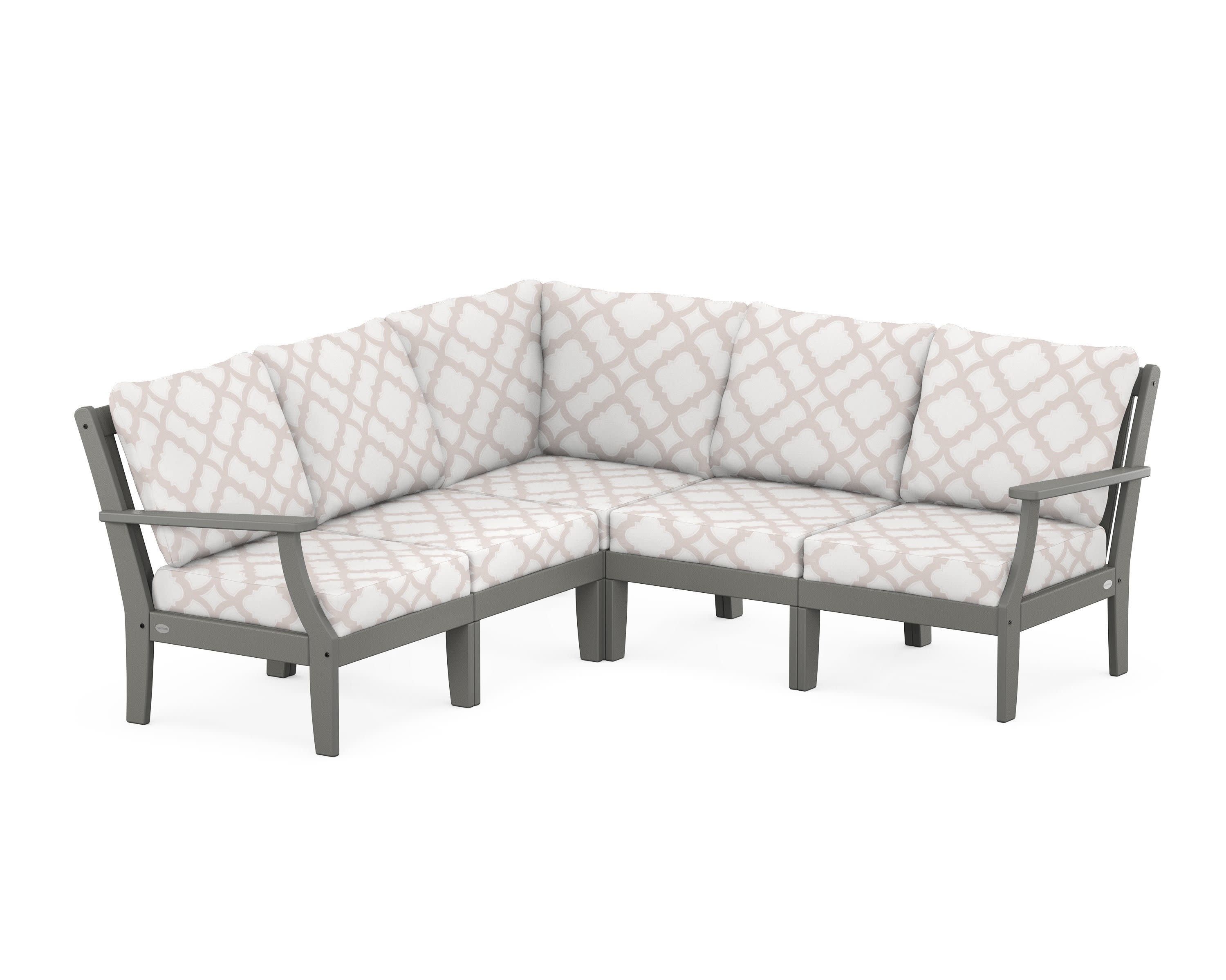 Braxton Modular 5-Piece Deep Seating Set in Slate Grey / Trellis Dune Burlap