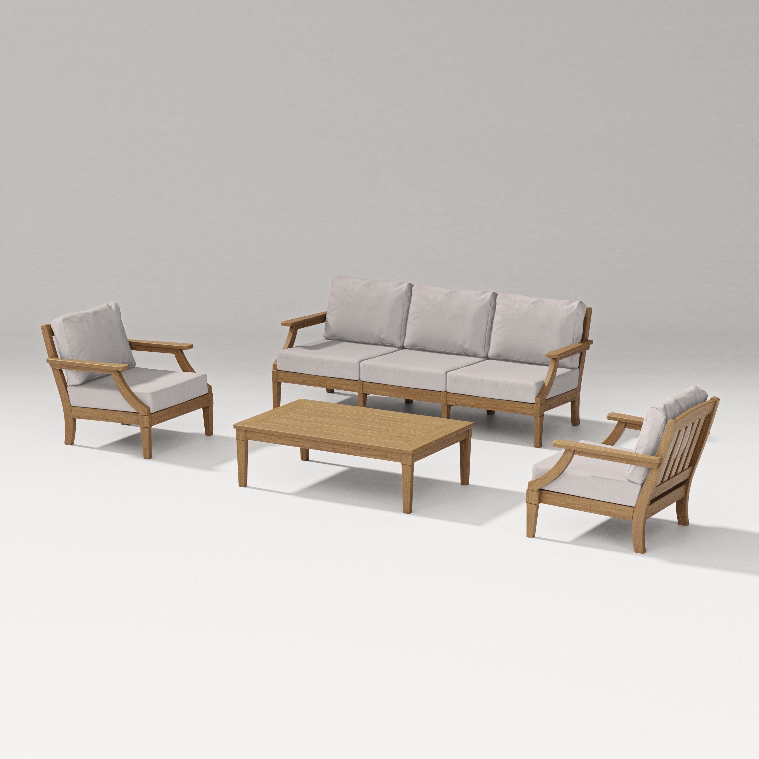 Estate 4-Piece Lounge Sofa Set in Natural / Dune Burlap