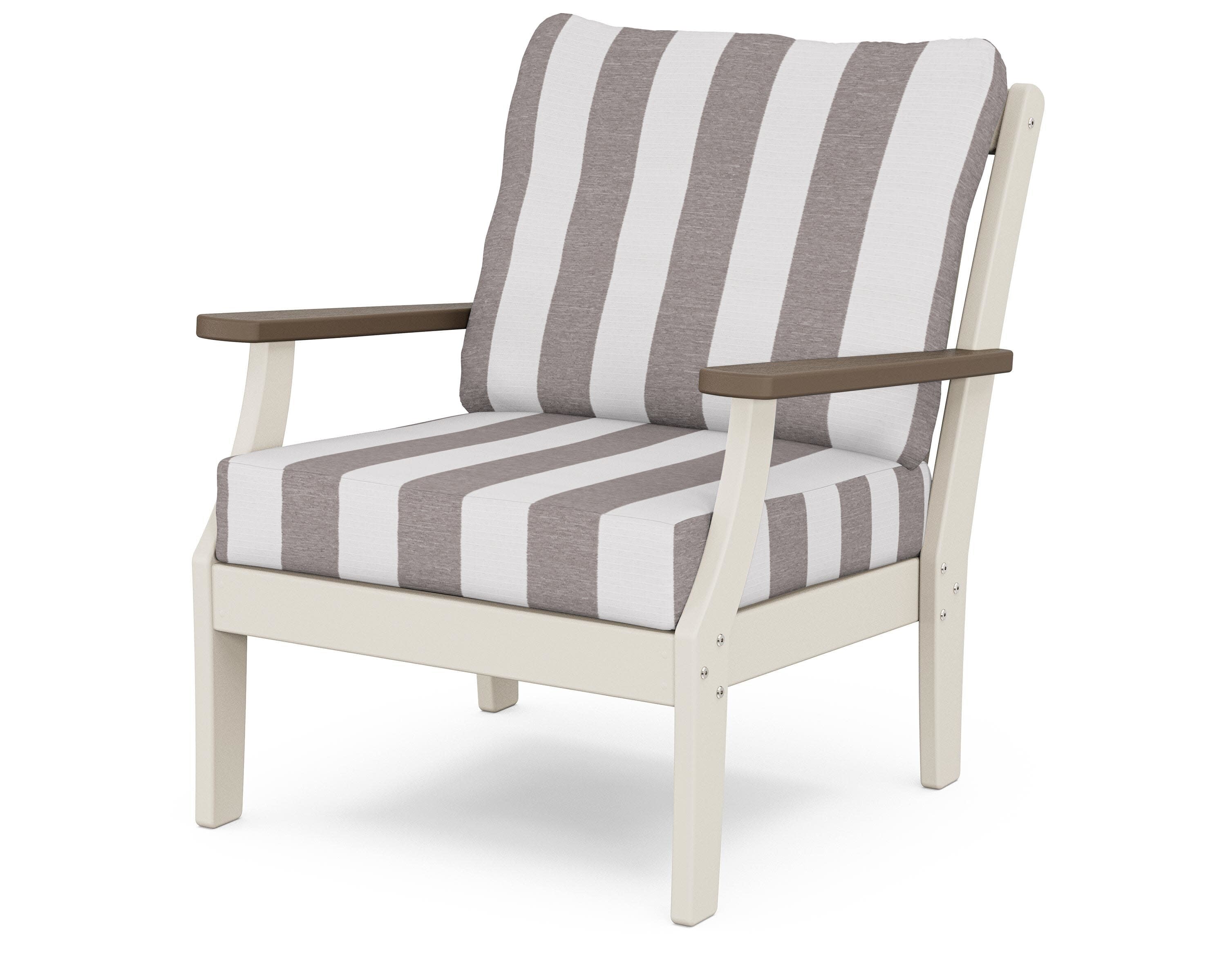 Braxton Deep Seating Chair in Sand / Kona / Cabana Stripe Grey Mist