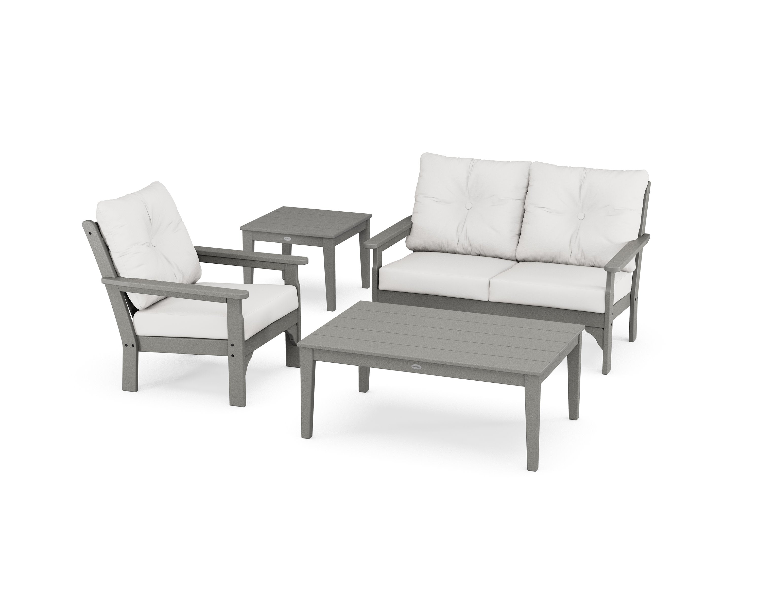 Vineyard 4-Piece Deep Seating Set in Slate Grey / Natural Linen
