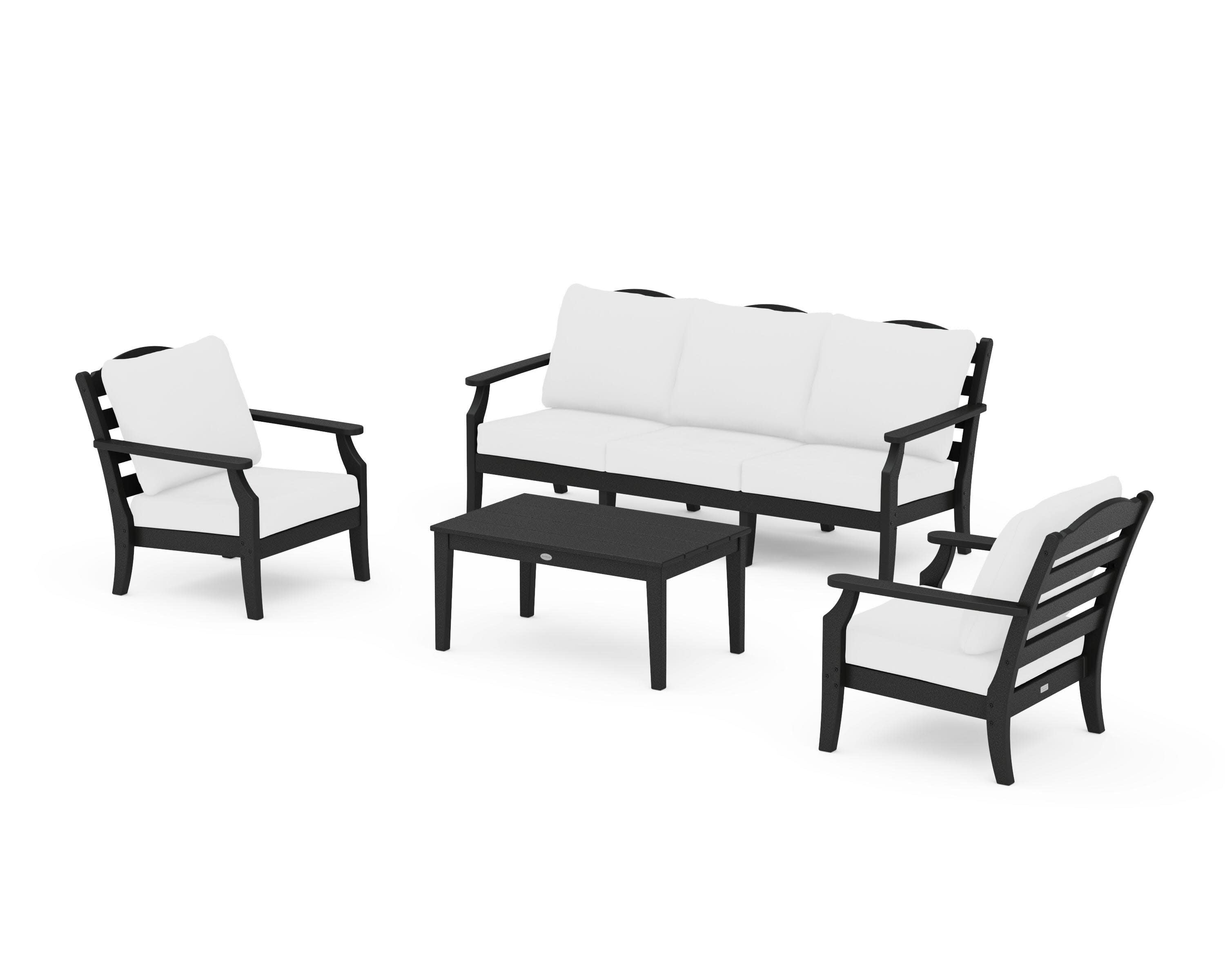 Savannah 4-Piece Deep Seating Set with Sofa in Black / Natural