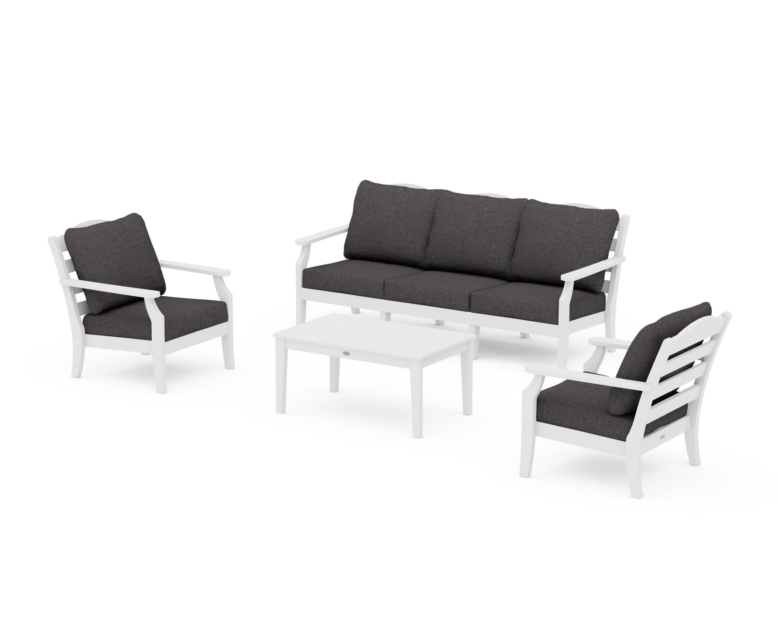 Savannah 4-Piece Deep Seating Set with Sofa in White / Ash Charcoal