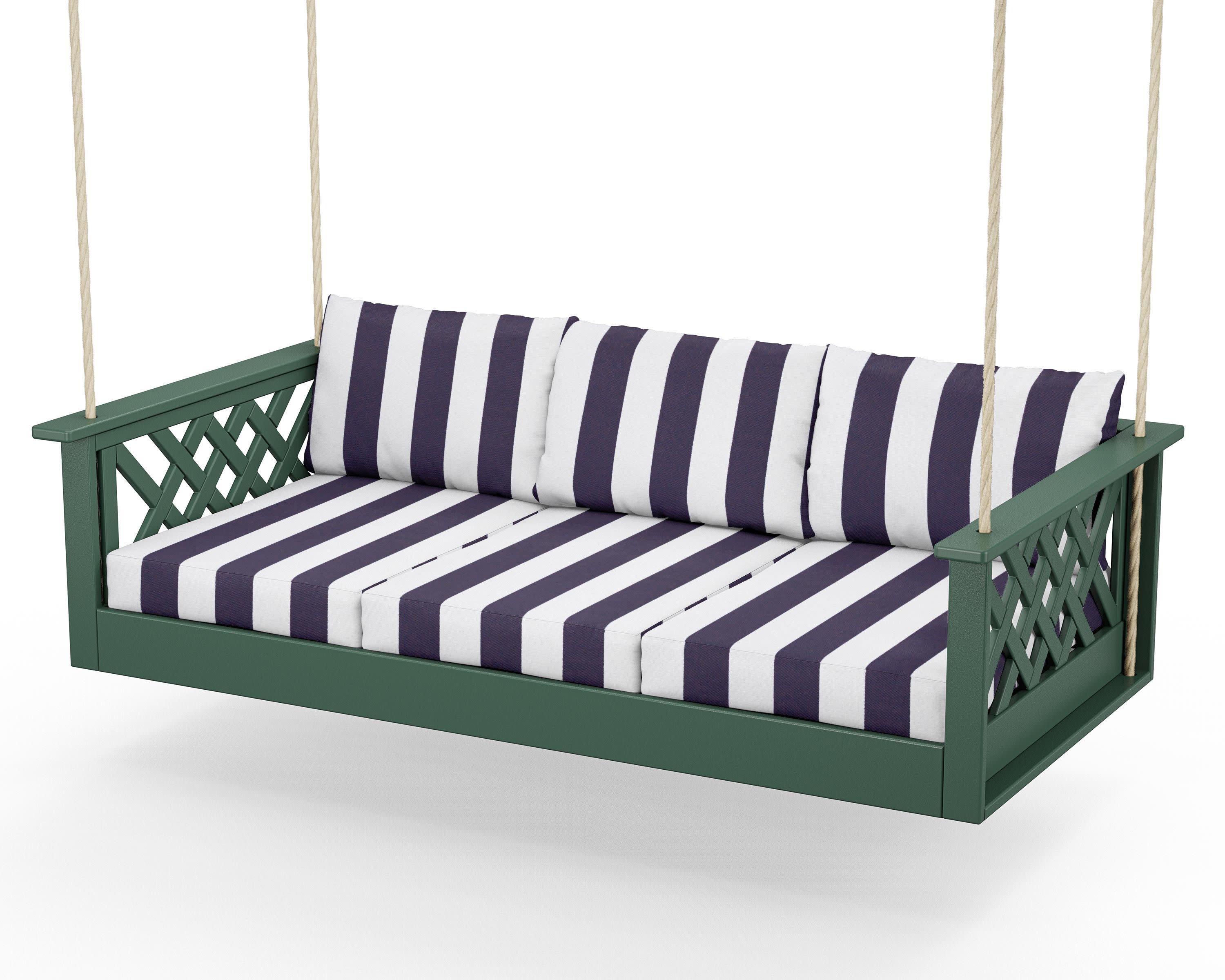 Wovendale Daybed Swing in Green / Cabana Stripe Navy