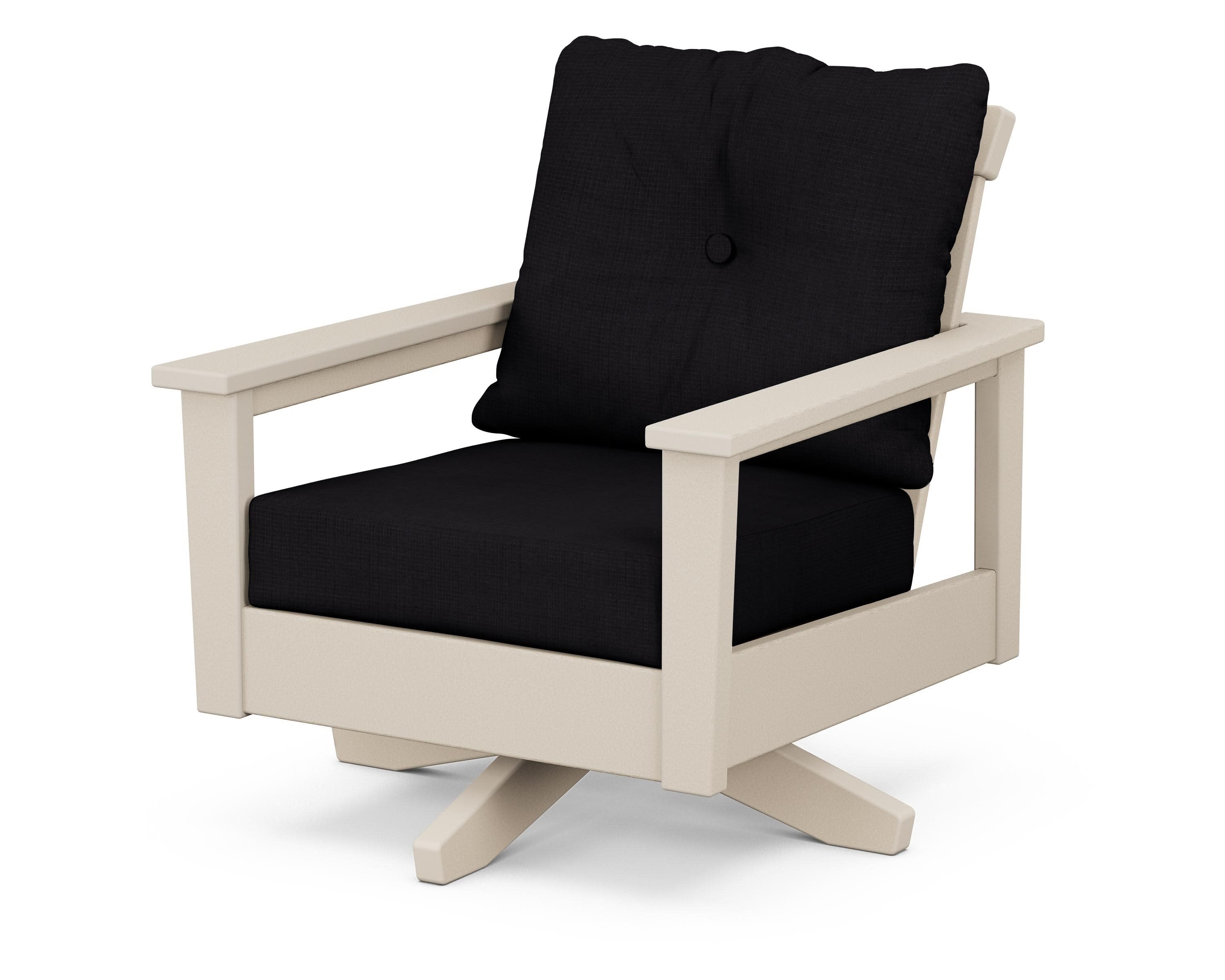 Prescott Deep Seating Swivel Chair in Sand / Midnight Linen