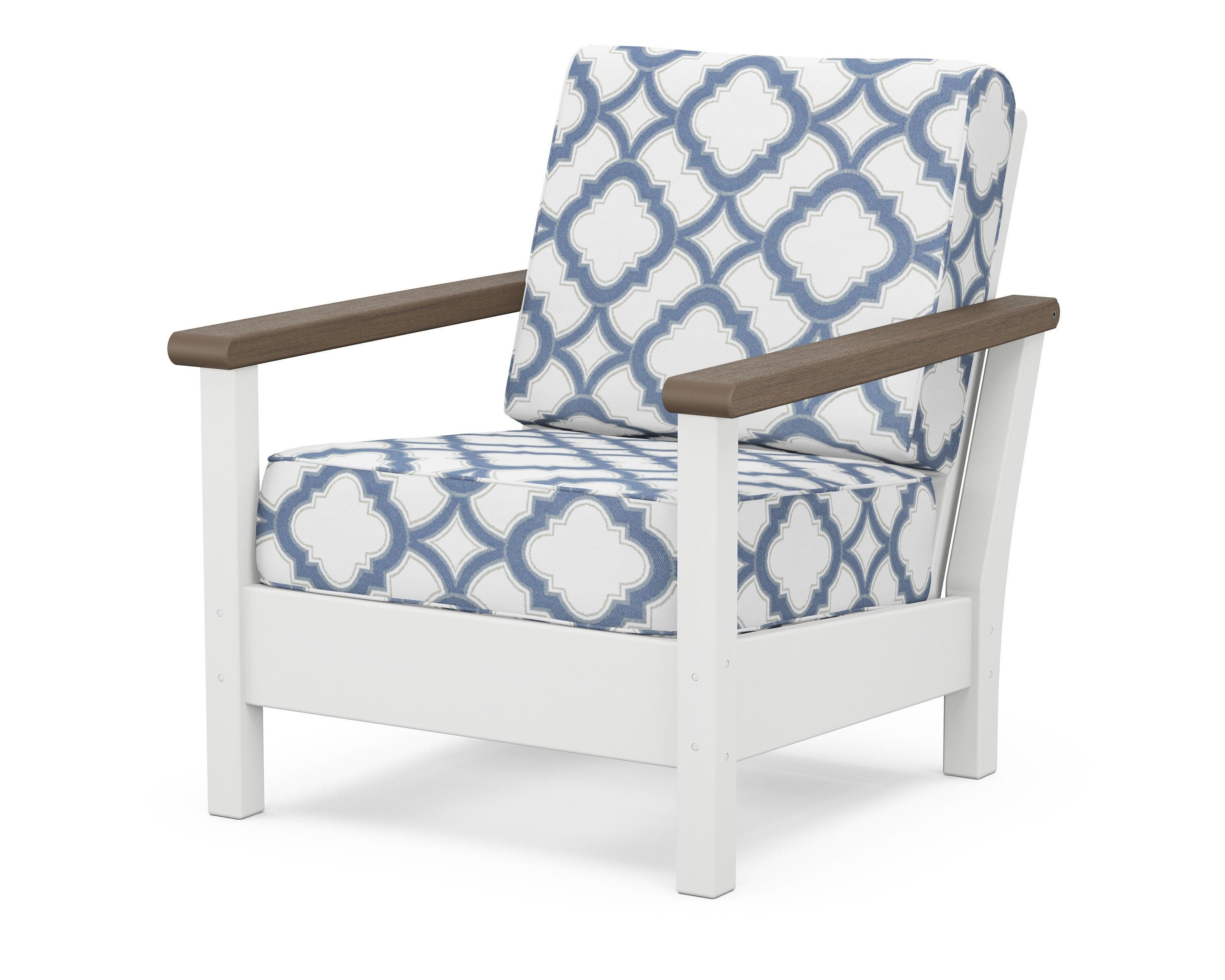 Harbour Deep Seating Chair in White / Kona / Trellis Sky Blue