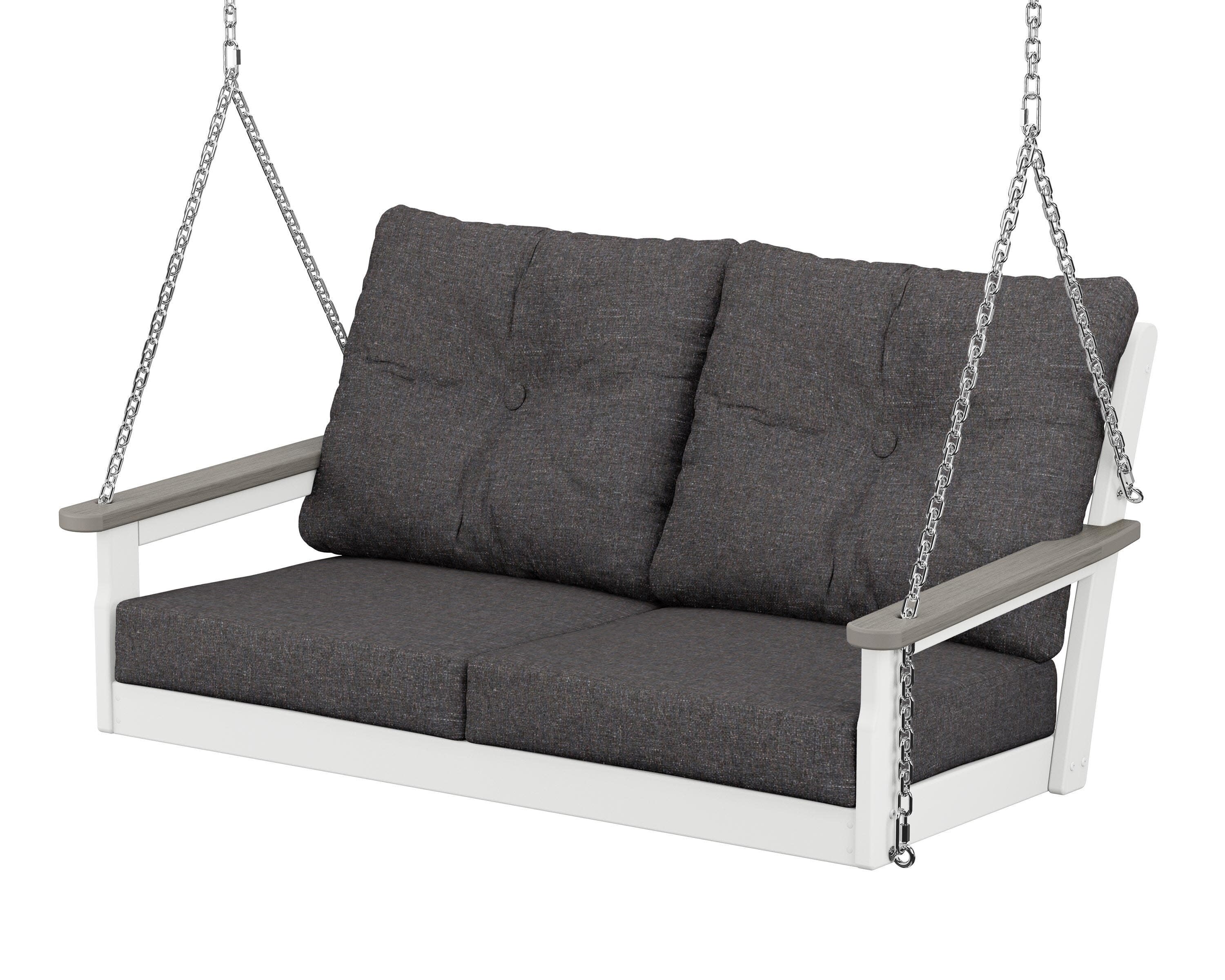 Vineyard Deep Seating Swing in White / Driftwood / Ash Charcoal
