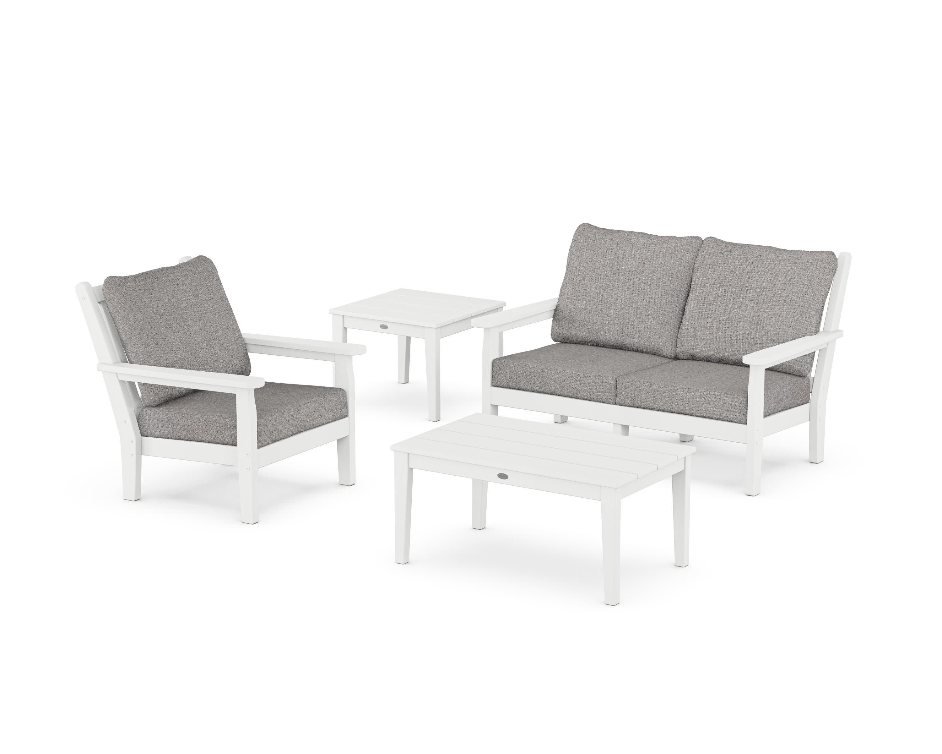 Chippendale 4-Piece Deep Seating Set in White / Grey Mist