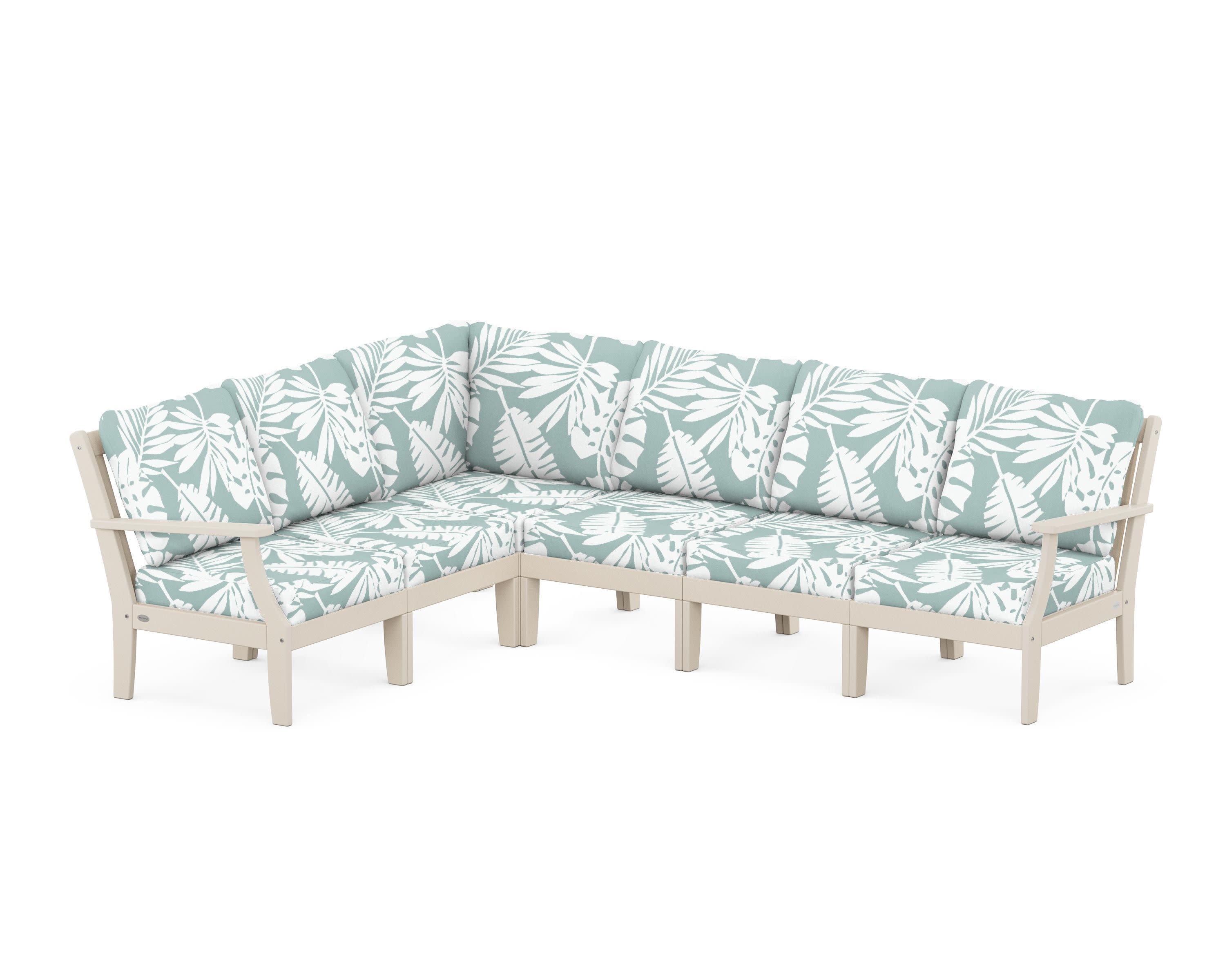 Braxton Modular 6-Piece Deep Seating Set in Sand / Leaf Glacier Spa