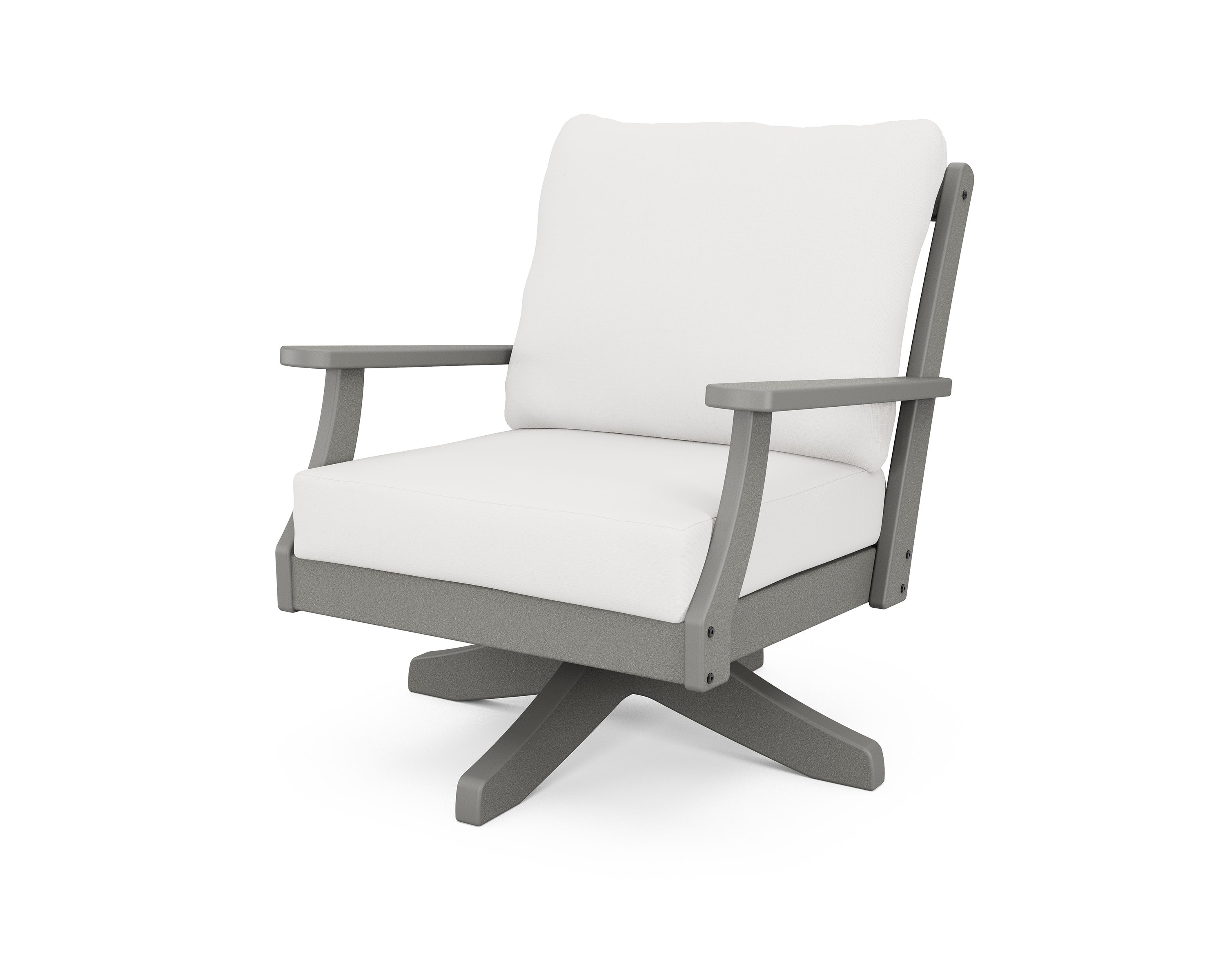 Braxton Deep Seating Swivel Chair in Slate Grey / Natural Linen