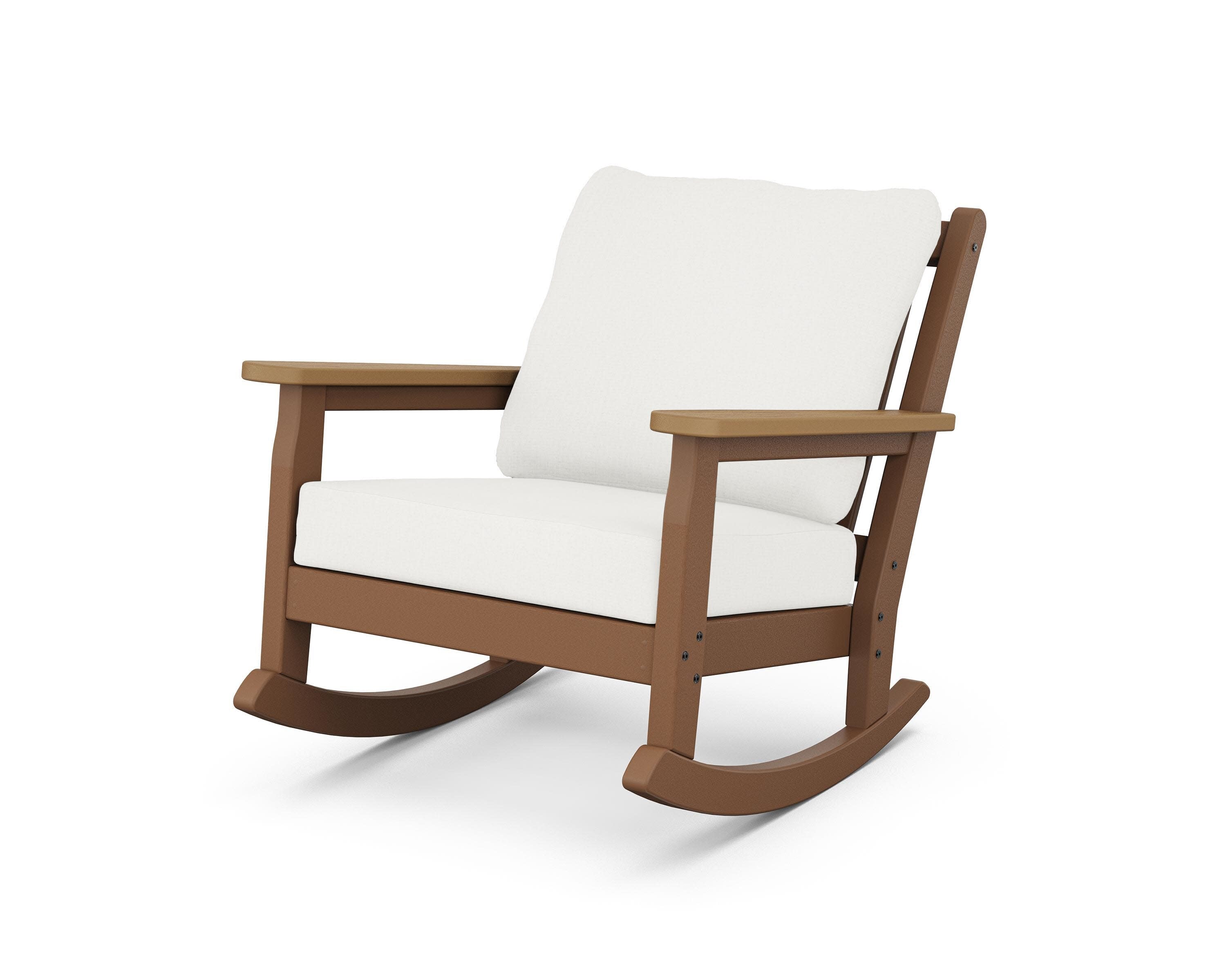 Chippendale Deep Seating Rocking Chair in Teak / Natural / Natural Linen