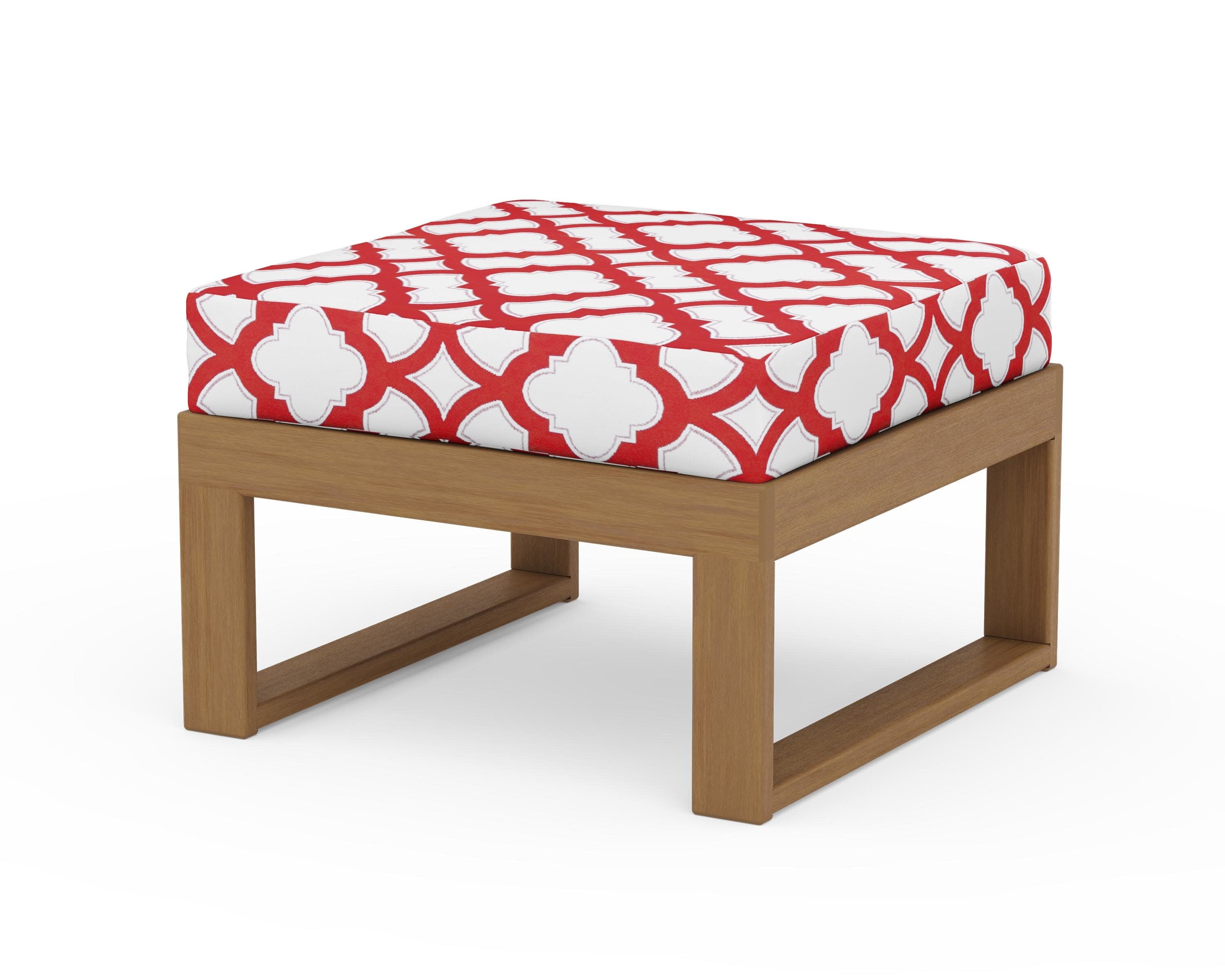 Modular Ottoman - Modern in Natural / Trellis Crimson