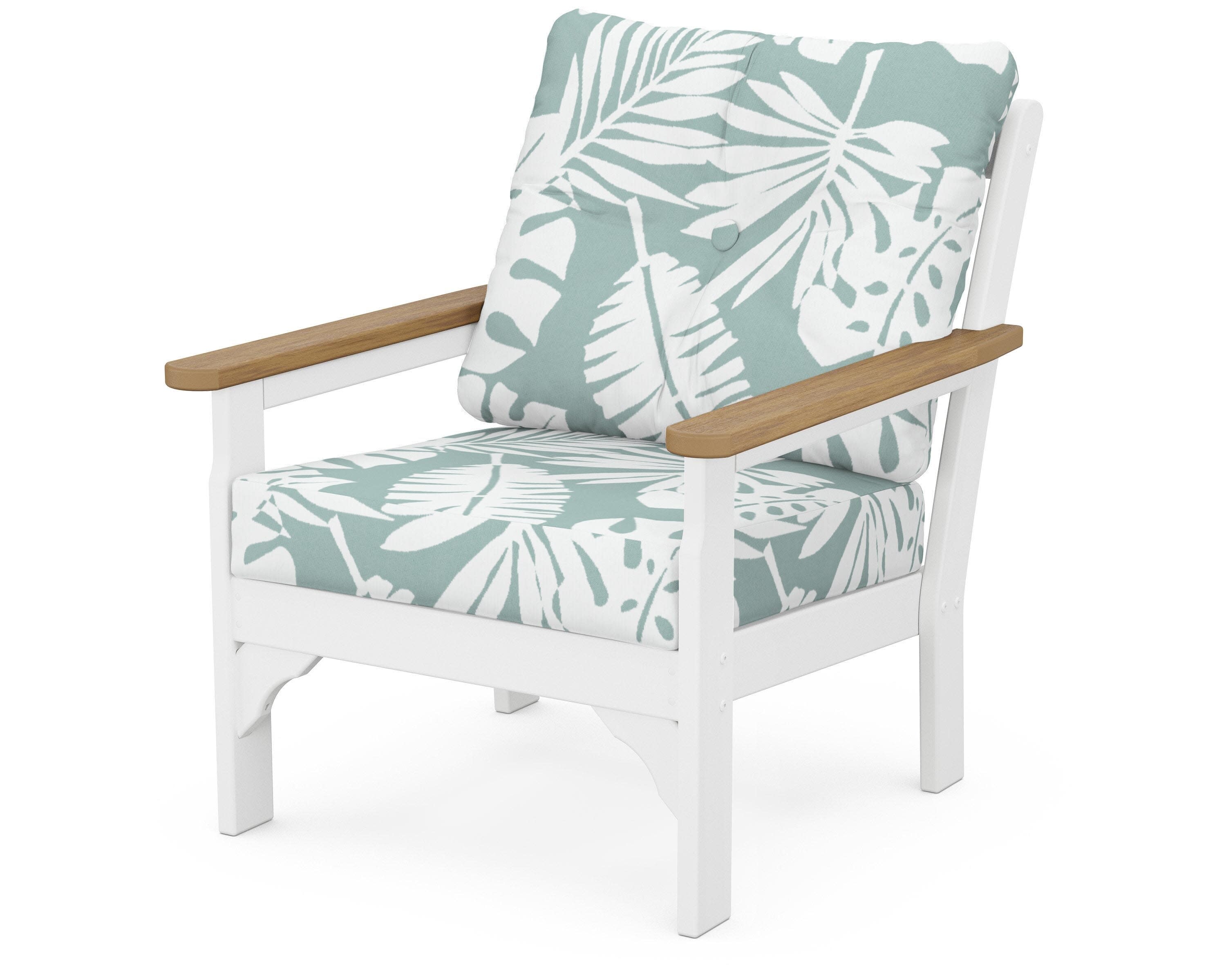 Vineyard Deep Seating Chair in White / Natural / Leaf Glacier Spa