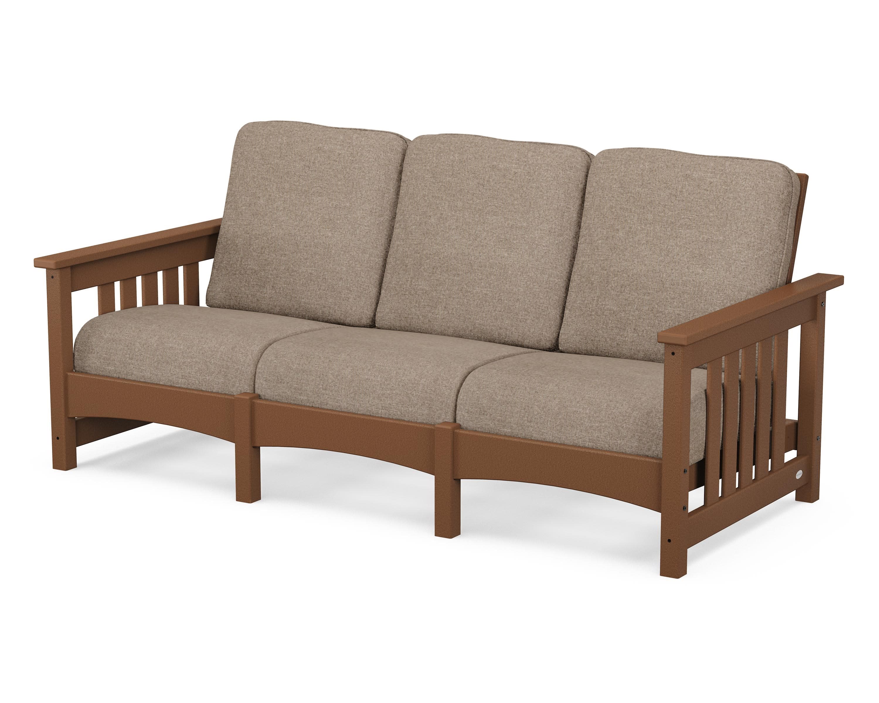 Club Mission Sofa in Teak / Spiced Burlap