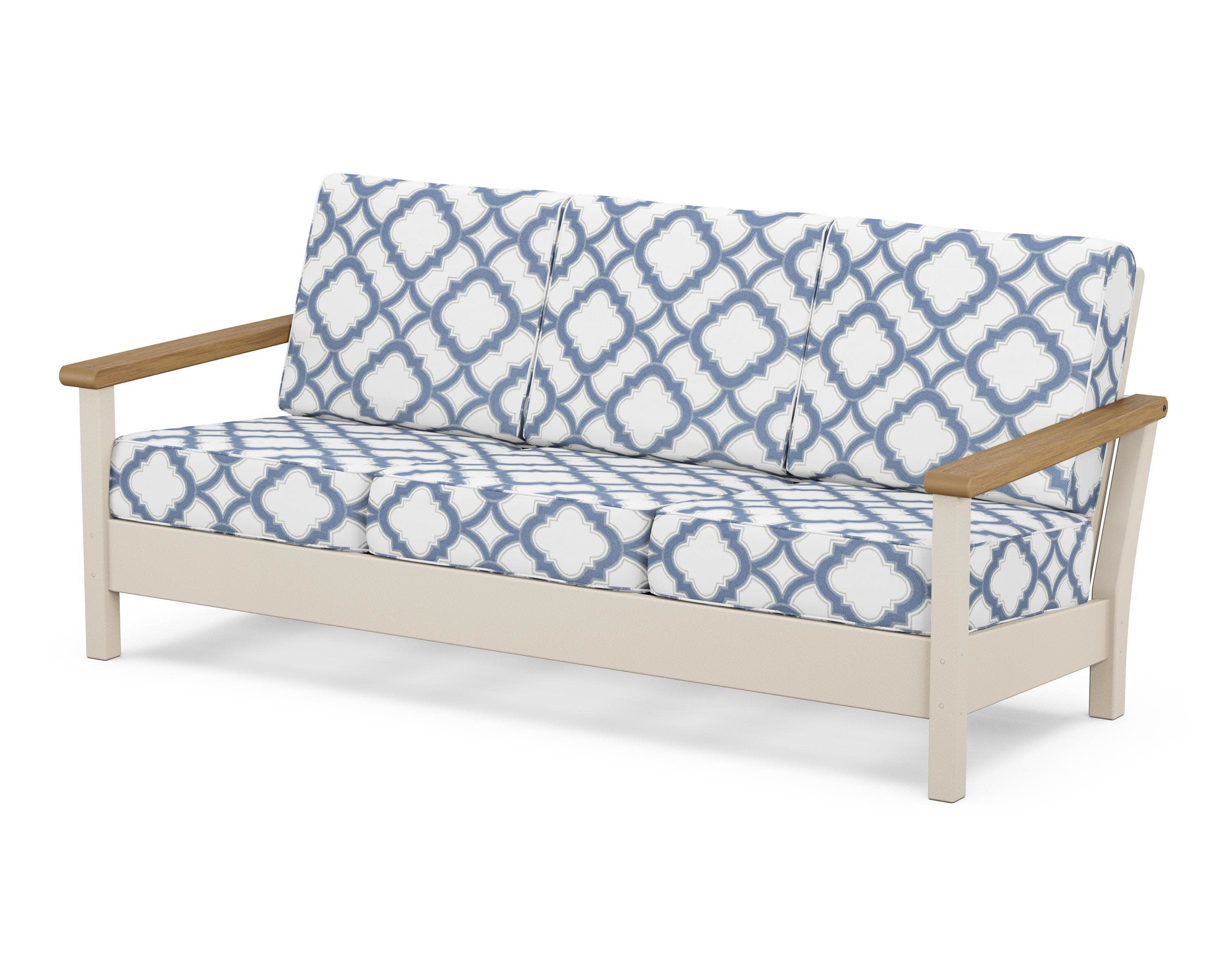 Harbour Deep Seating Sofa in Sand / Natural / Trellis Sky Blue