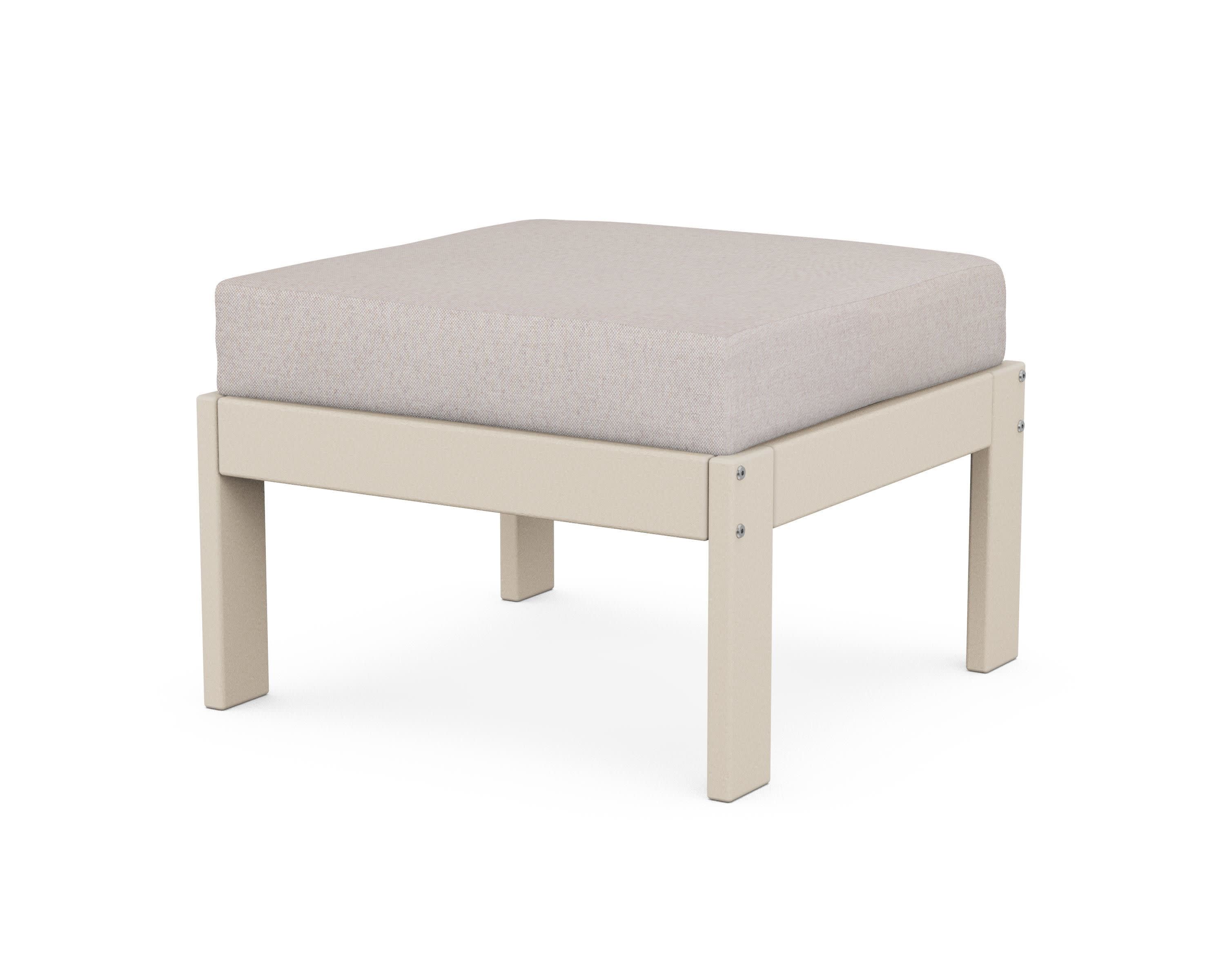 Vineyard Modular Ottoman in Sand / Dune Burlap