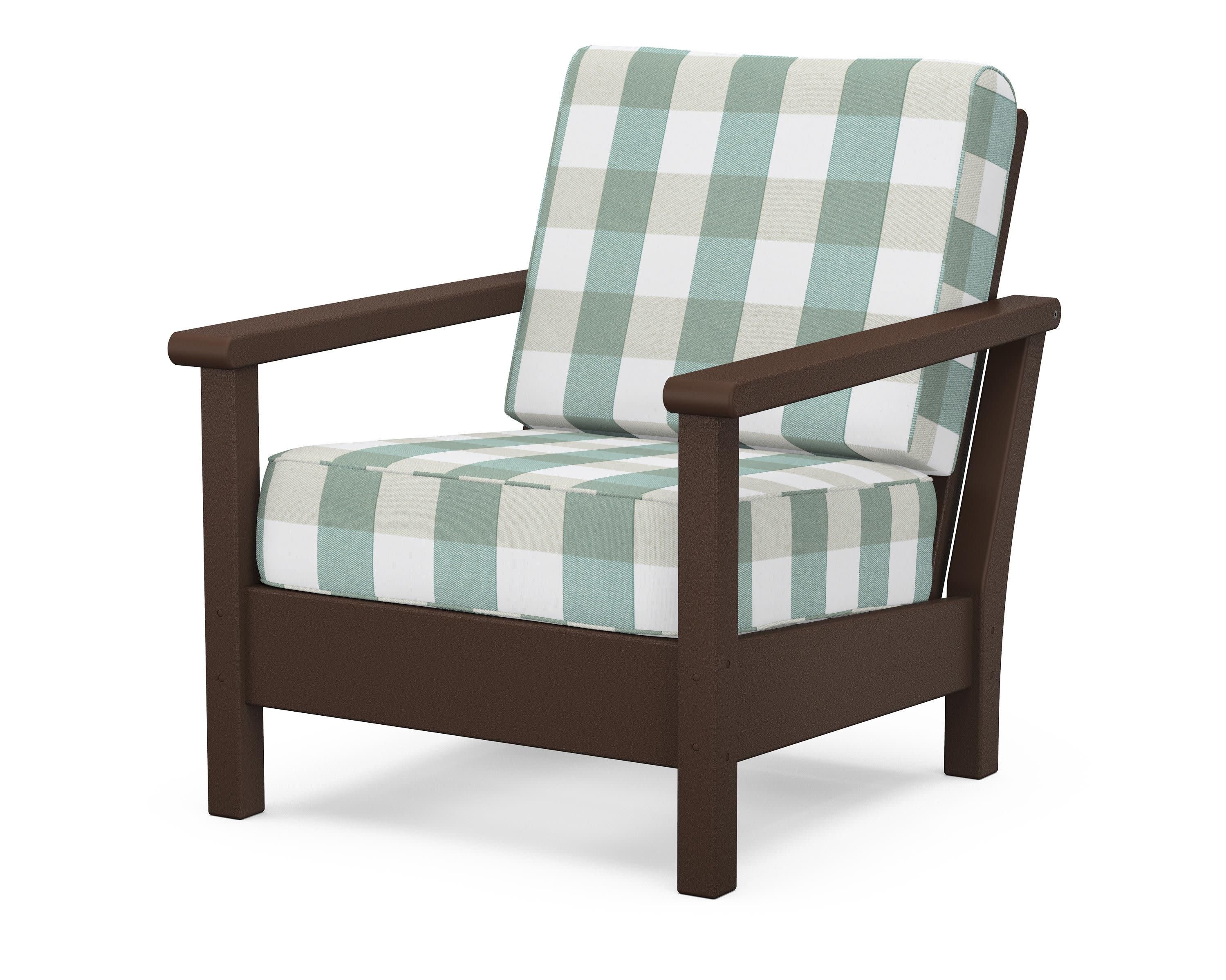 Harbour Deep Seating Chair in Mahogany / Buffalo Plaid Glacier Spa