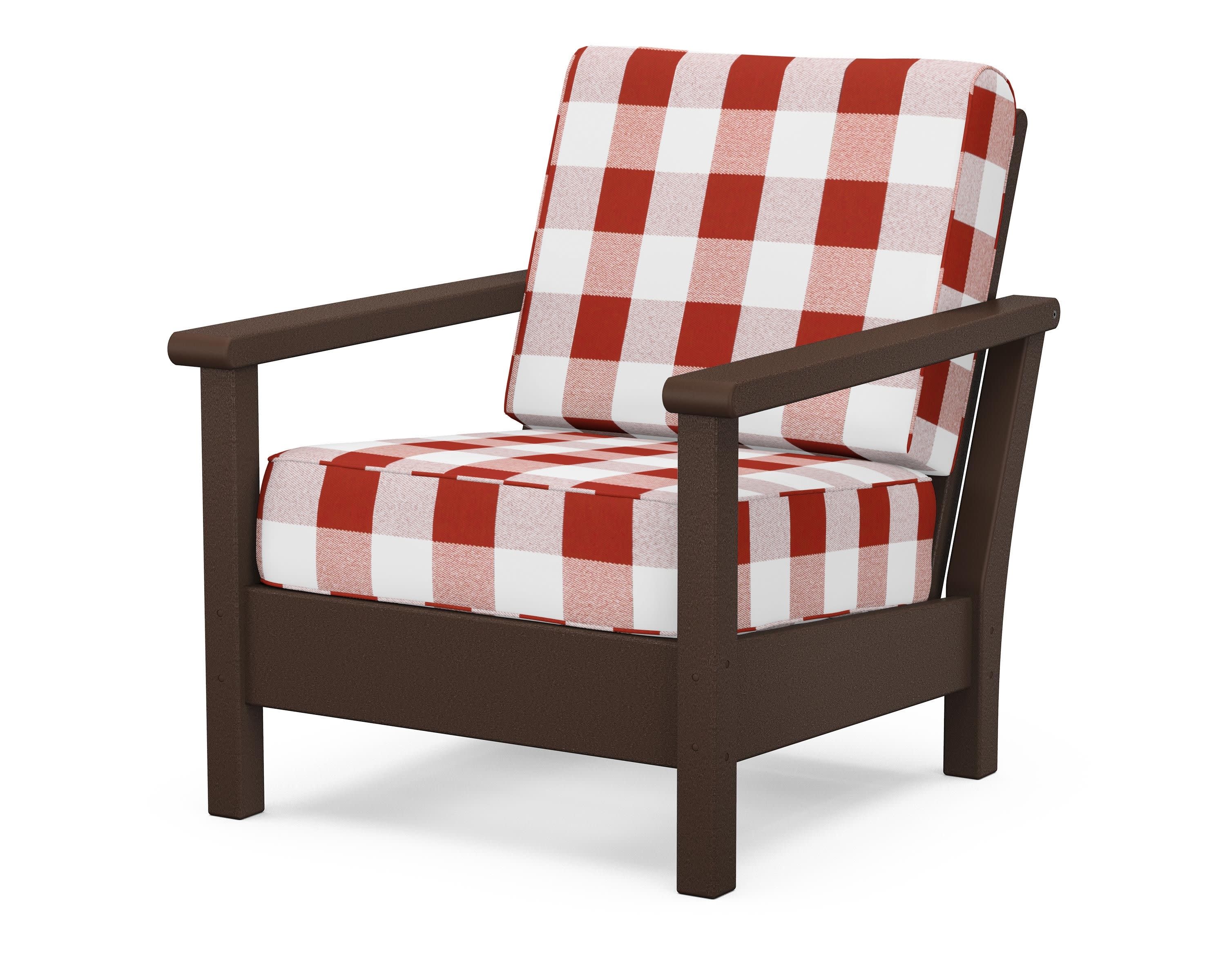 Harbour Deep Seating Chair in Mahogany / Buffalo Plaid Crimson