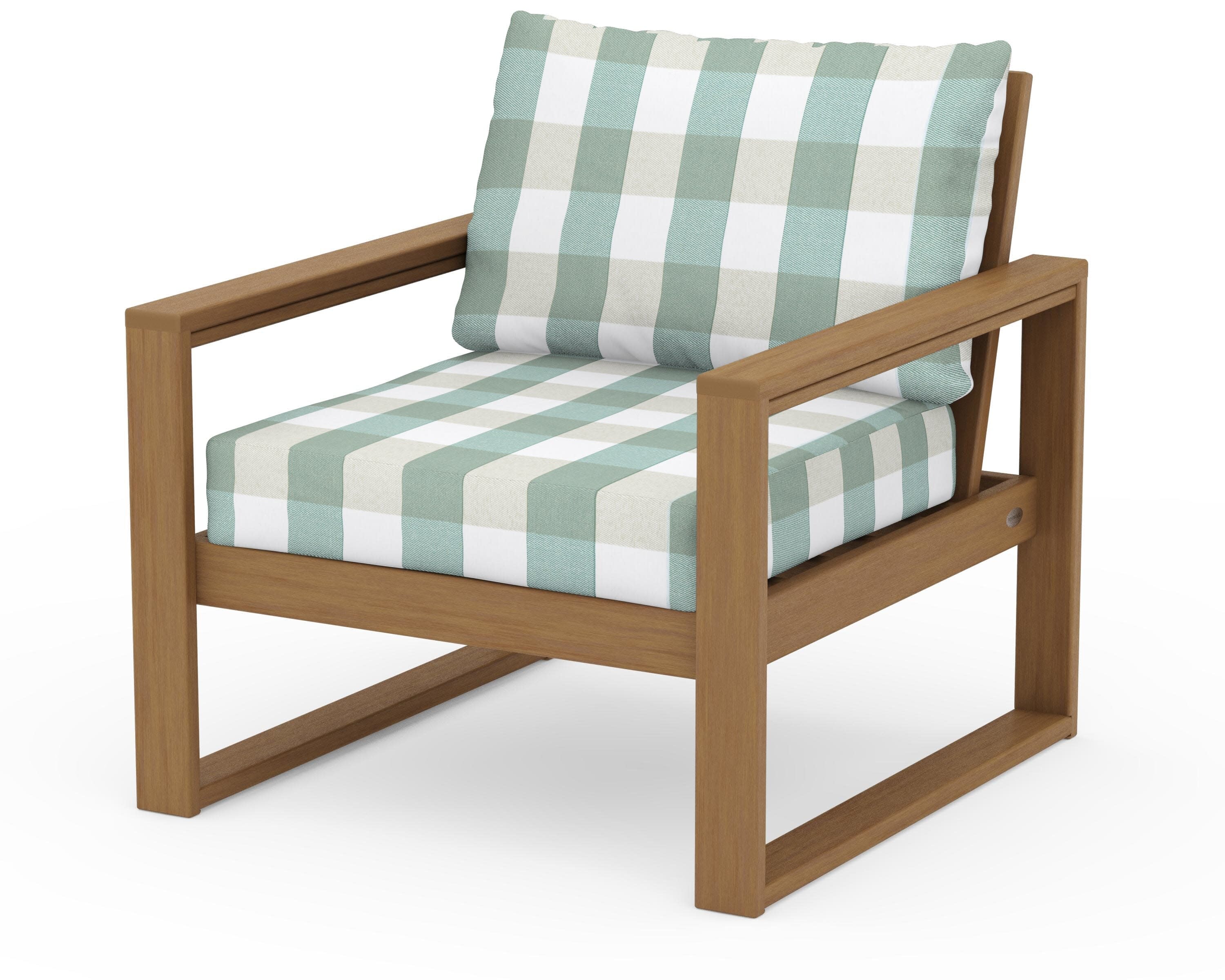 EDGE Club Chair in Natural / Buffalo Plaid Glacier Spa