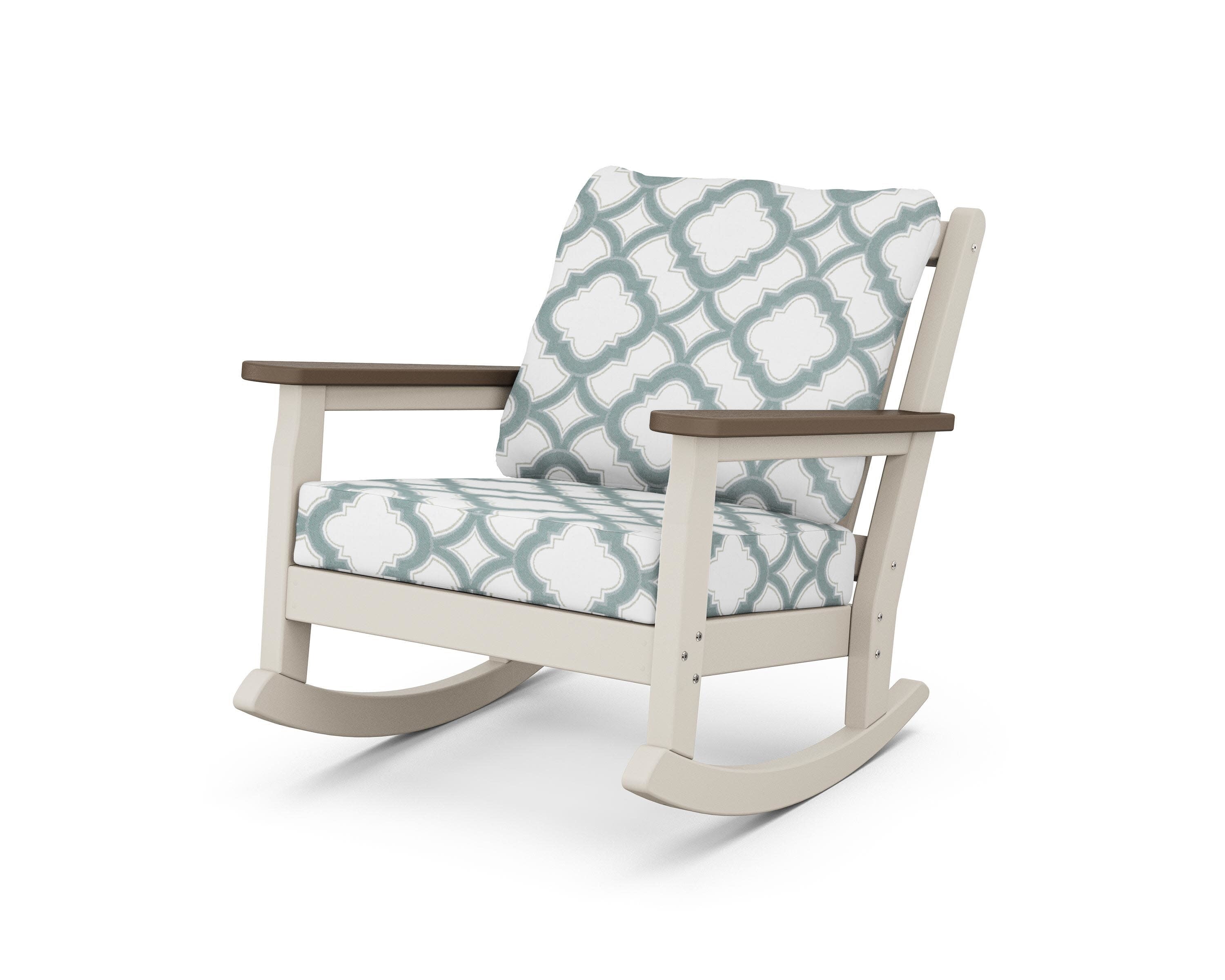 Chippendale Deep Seating Rocking Chair in Sand / Kona / Trellis Glacier Spa
