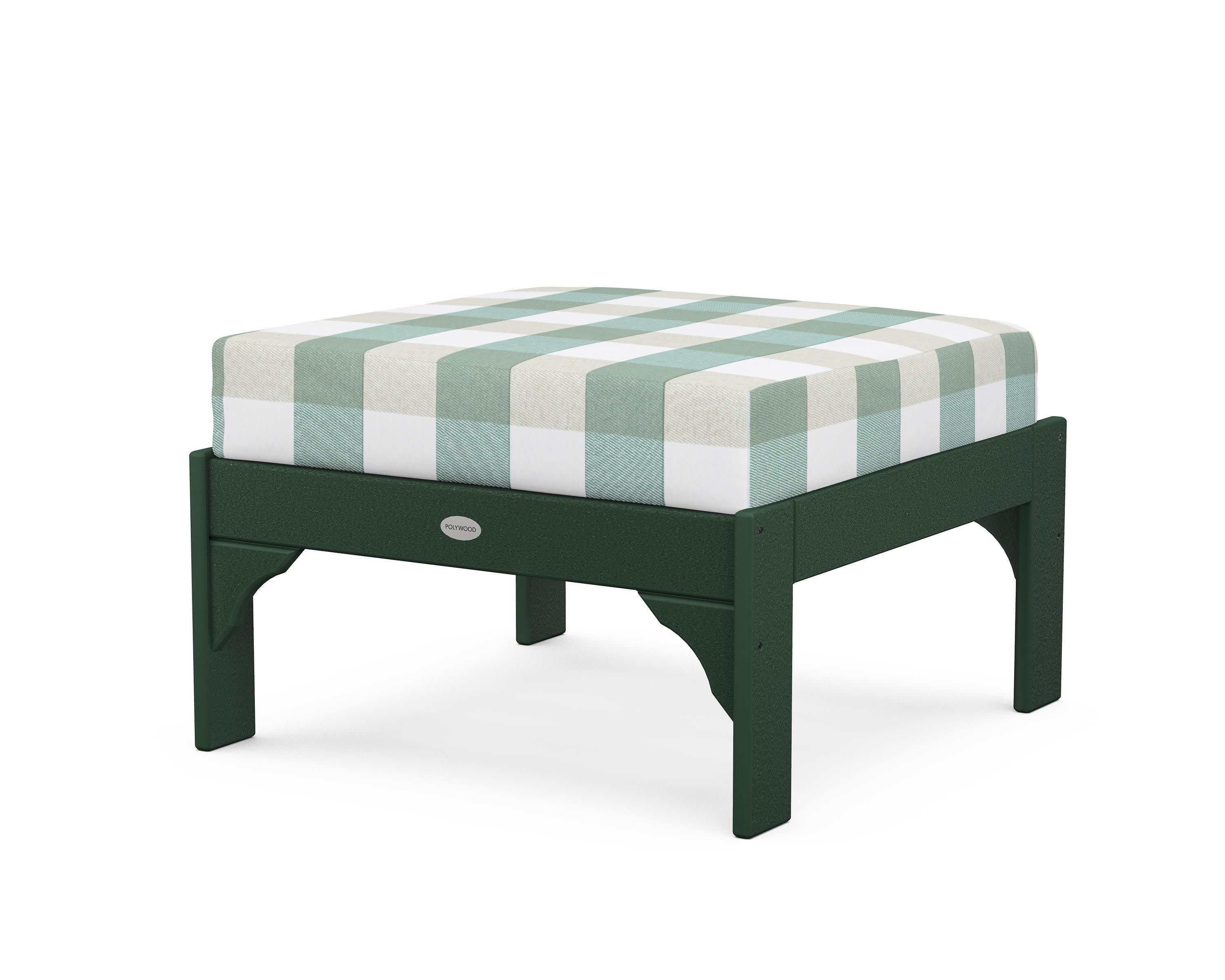 Vineyard Deep Seating Ottoman in Green / Buffalo Plaid Glacier Spa