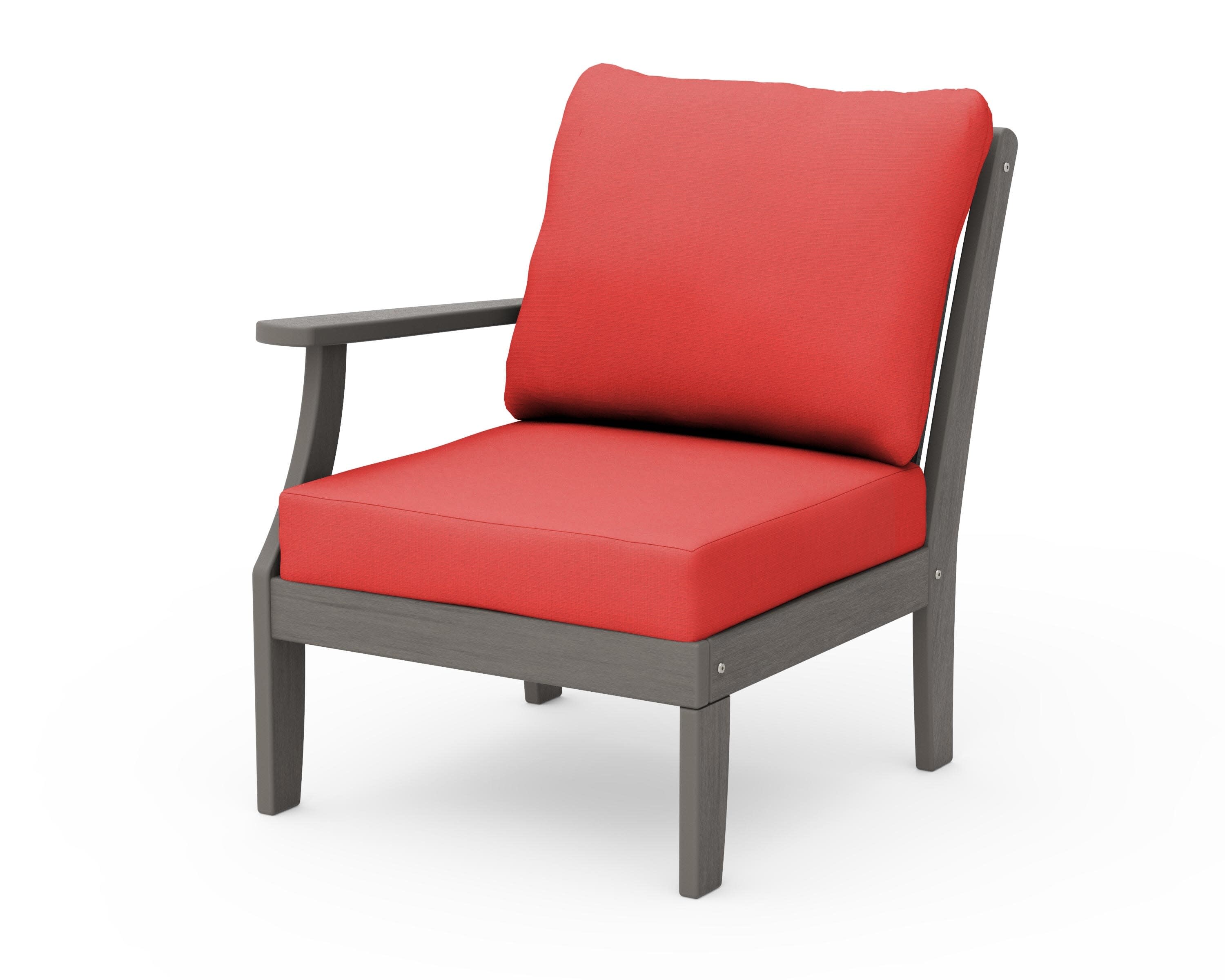 Braxton Modular Left Arm Chair in Driftwood / Crimson Linen