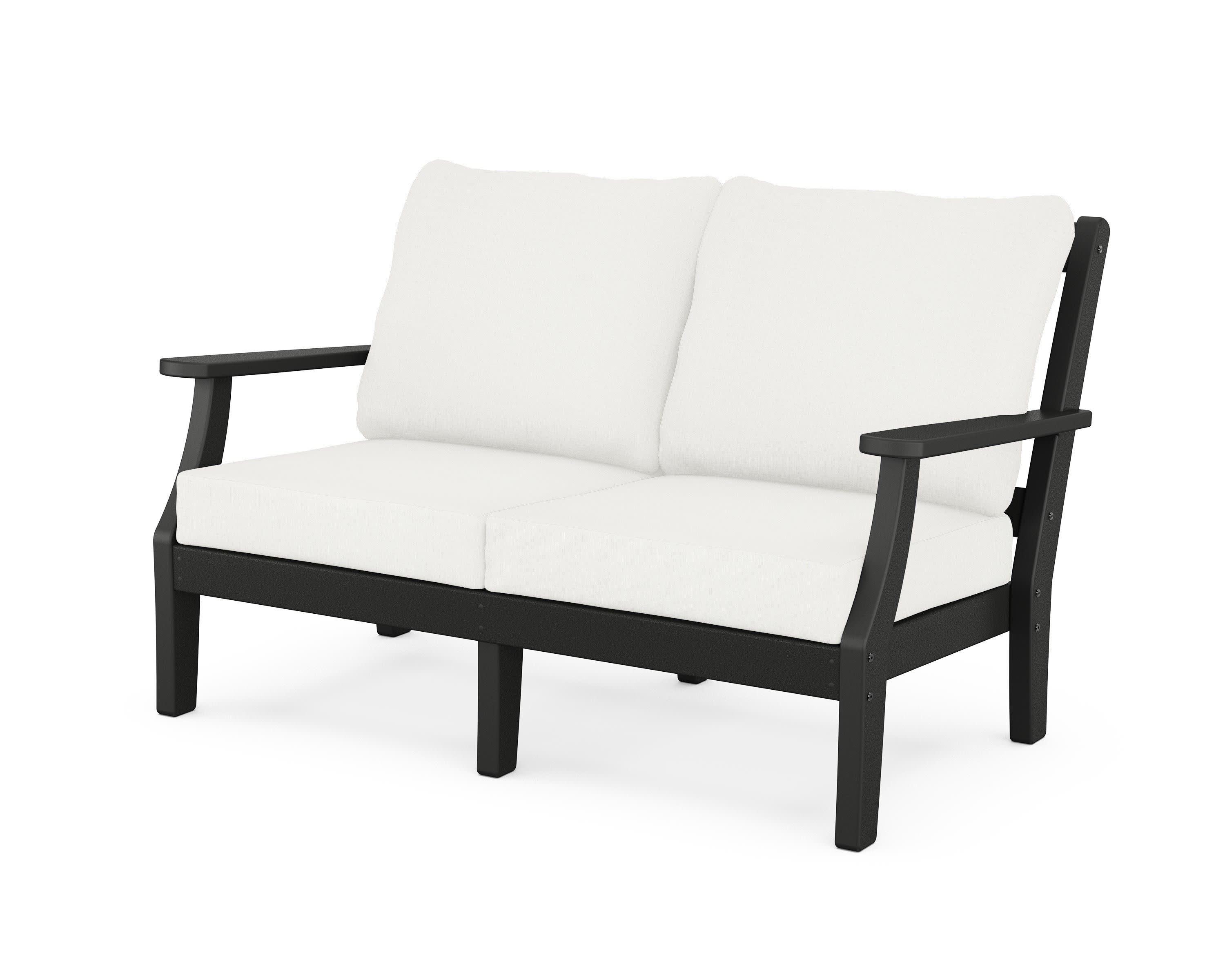 Chinoiserie Deep Seating Loveseat in Black / Natural Linen
