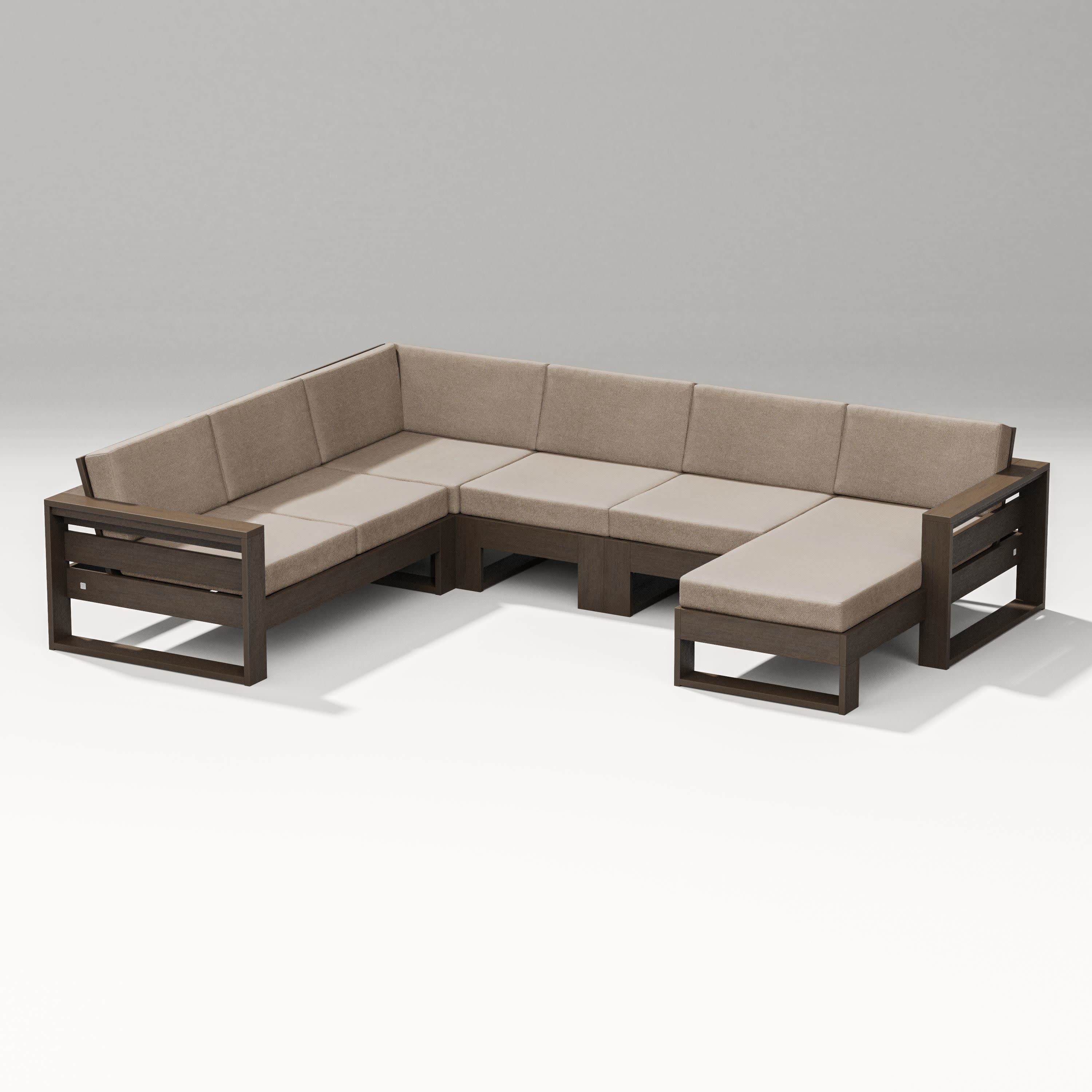 Latitude Corner Sectional with Right Chaise in Kona / Spiced Burlap