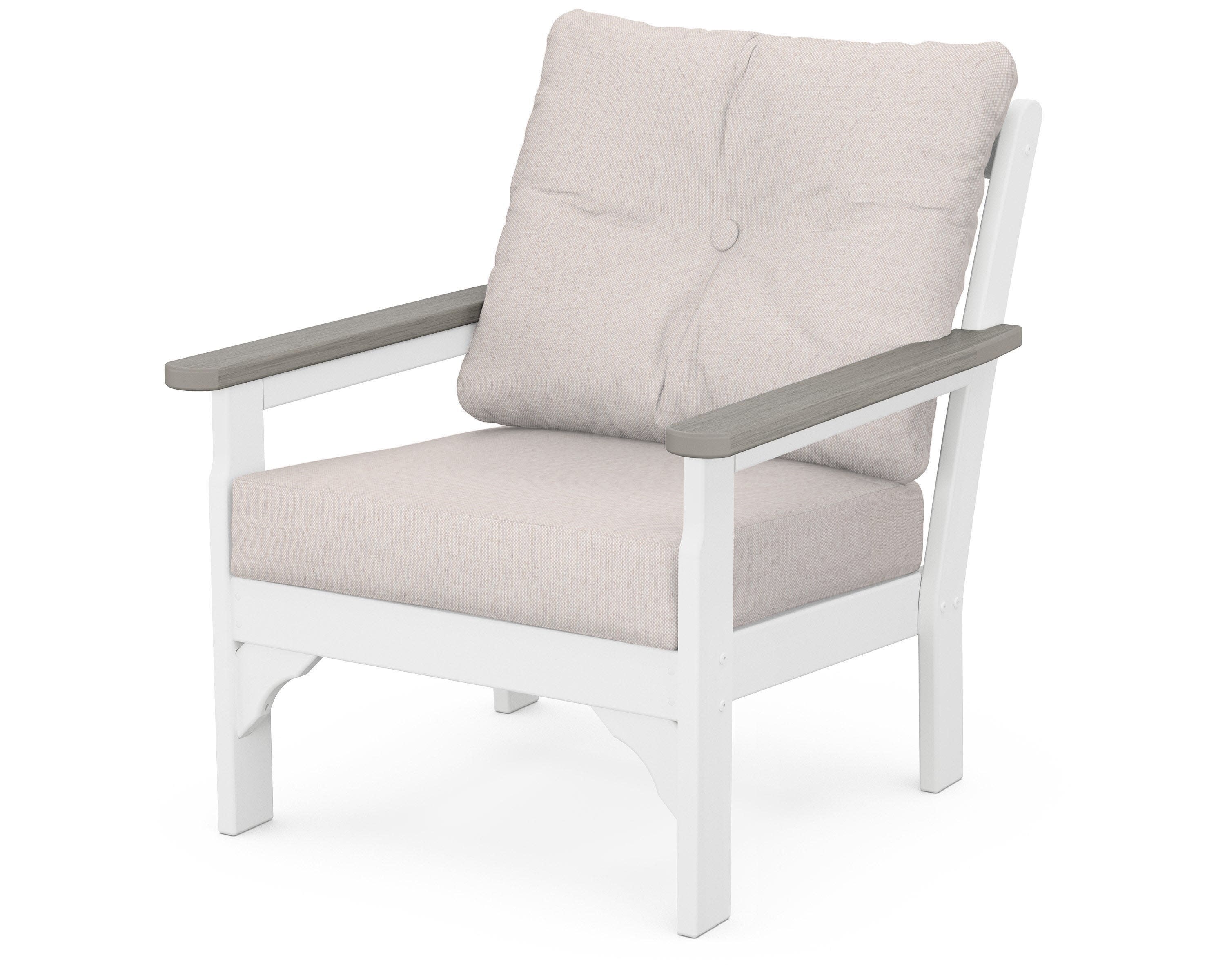 Vineyard Deep Seating Chair in White / Driftwood / Dune Burlap