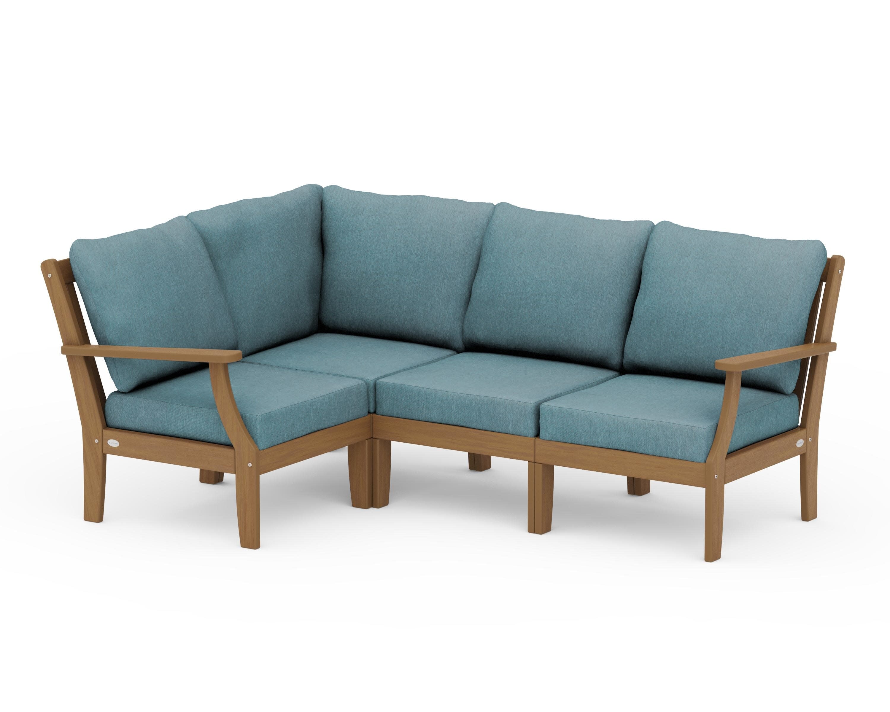 Braxton Modular 4-Piece Deep Seating Set in Natural / Ocean Teal
