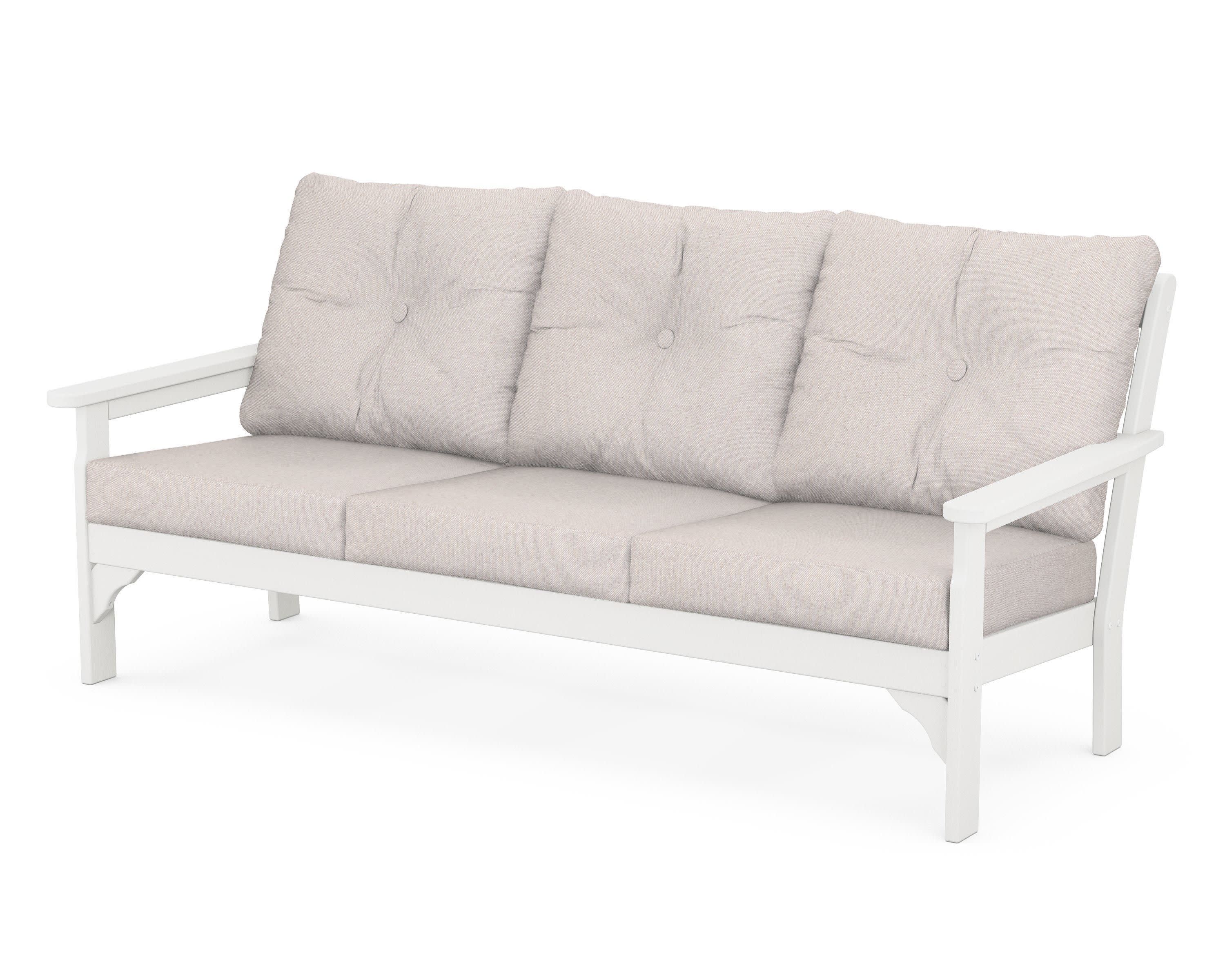 Vineyard Deep Seating Sofa in White / Dune Burlap