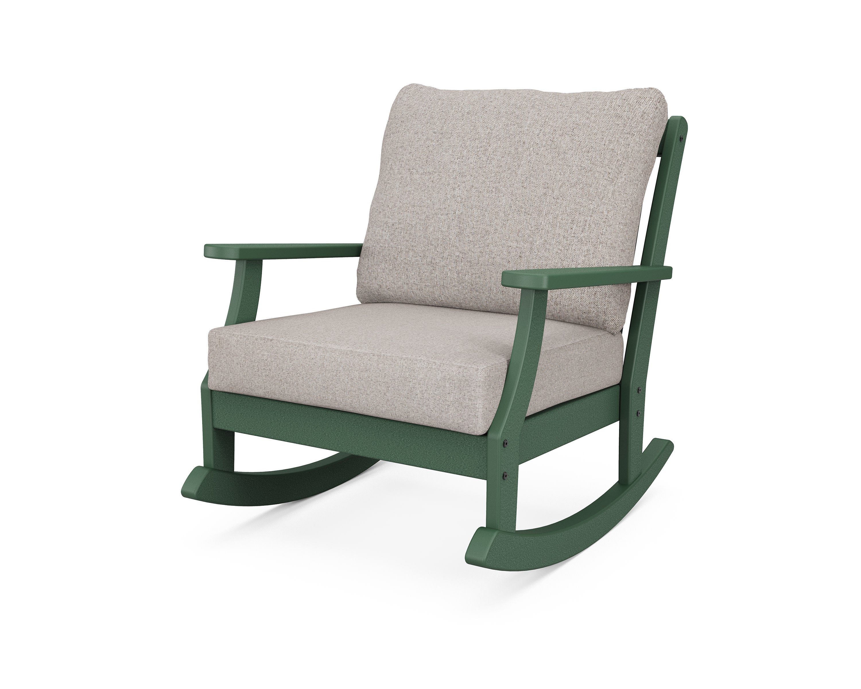 Braxton Deep Seating Rocking Chair in Green / Weathered Tweed