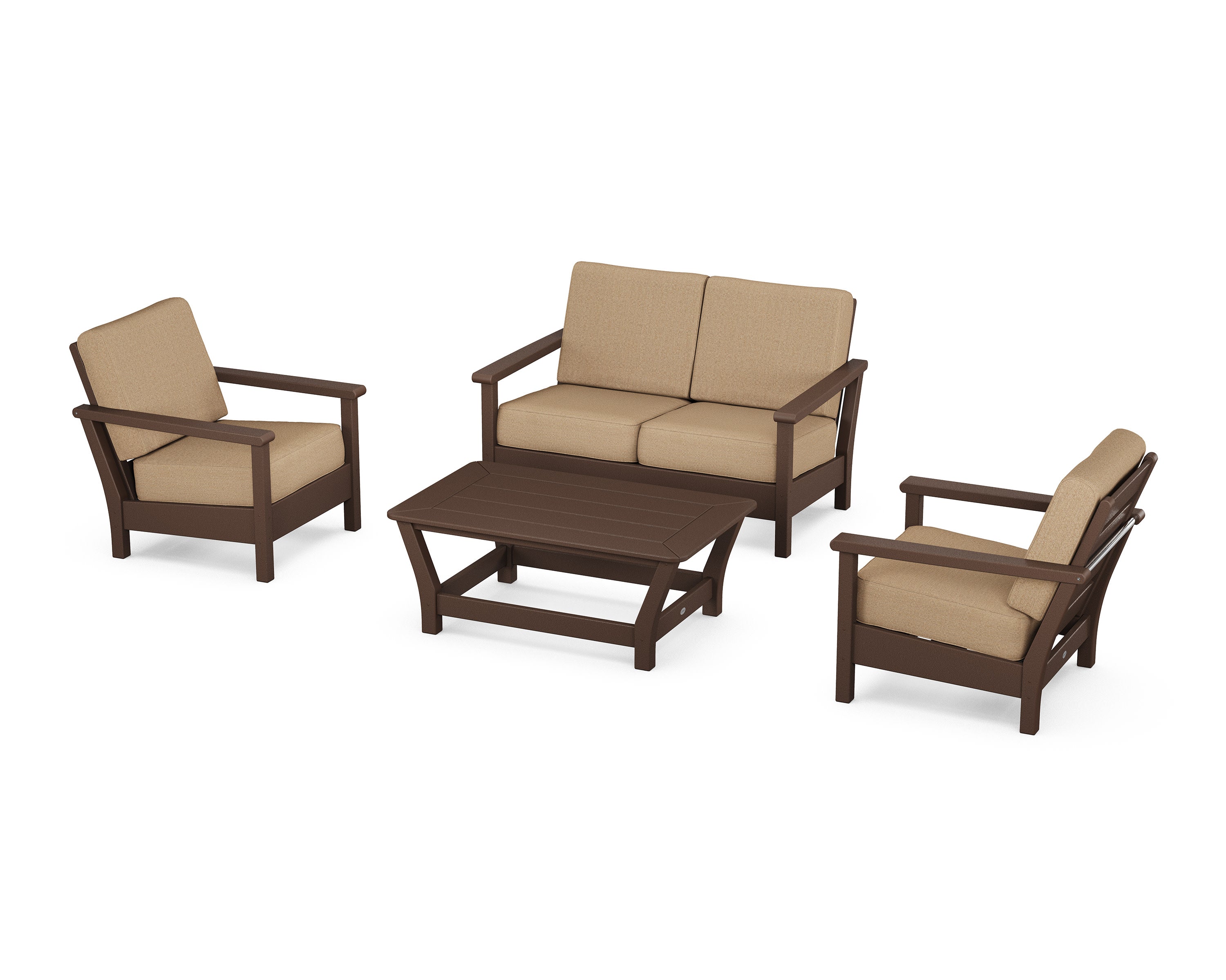Harbour 4-Piece Deep Seating Set in Mahogany / Sesame