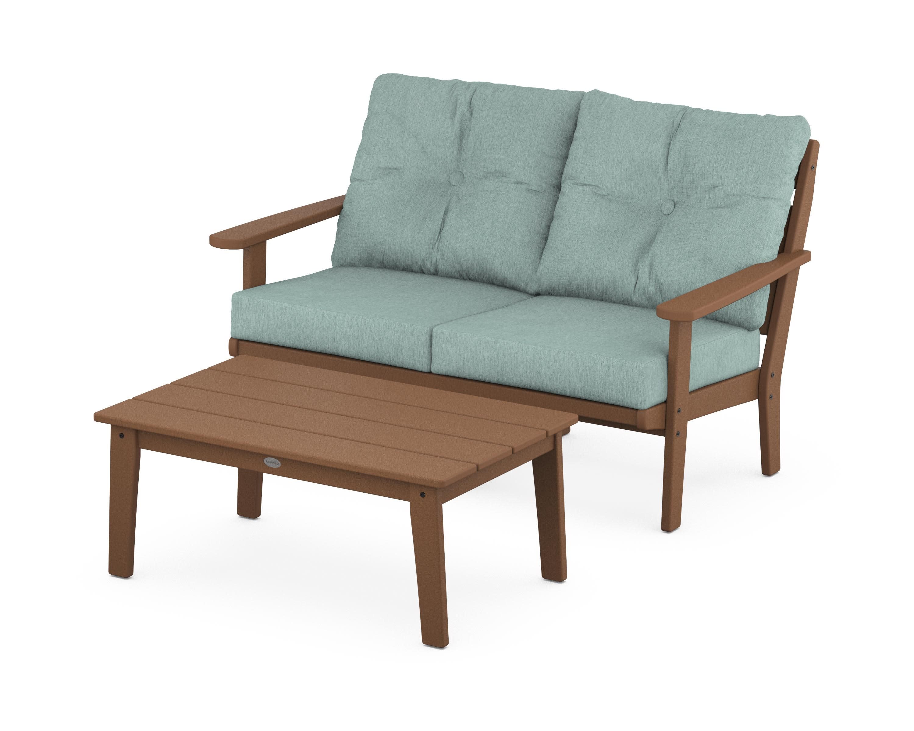 Lakeside 2-Piece Lounge Loveseat Set in Teak / Glacier Spa