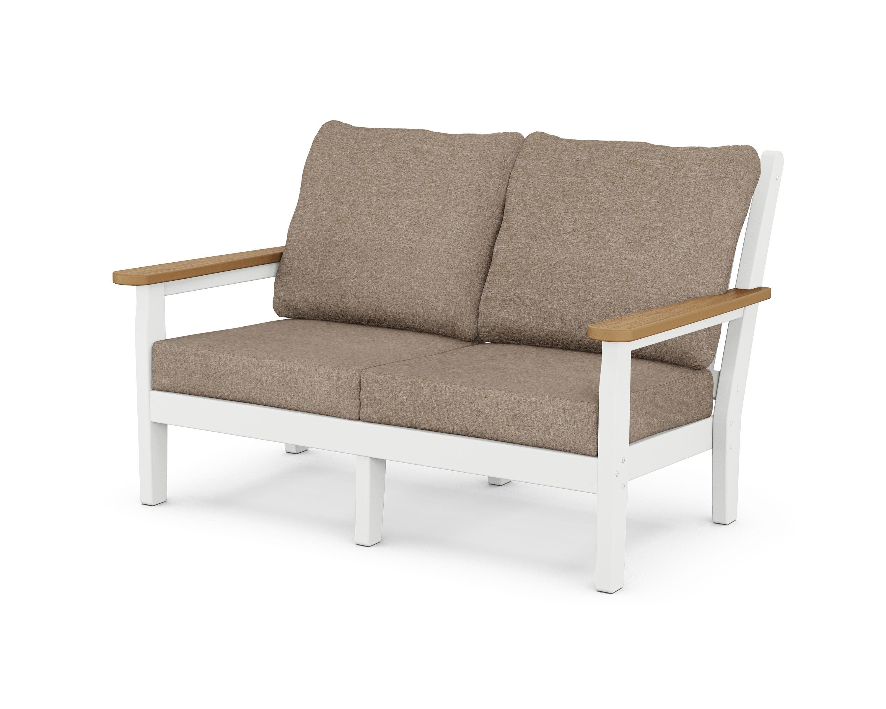 Chippendale Deep Seating Loveseat in White / Natural / Spiced Burlap